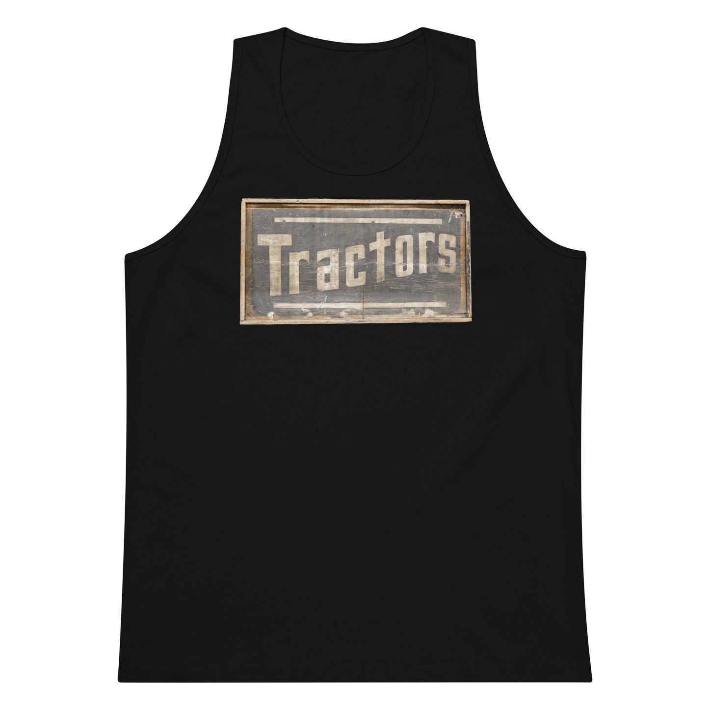 Retro Tractors Sign Wood Style Men’s premium tank top