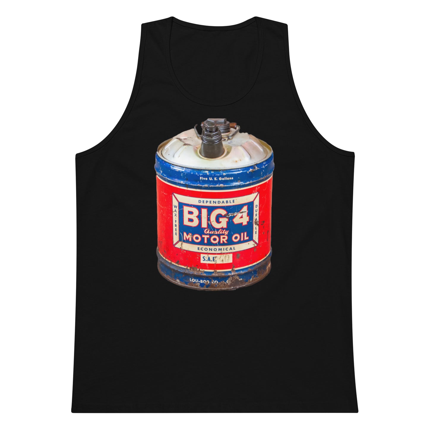 Vintage Motor Oil Steel Gallon Style Men’s premium tank top