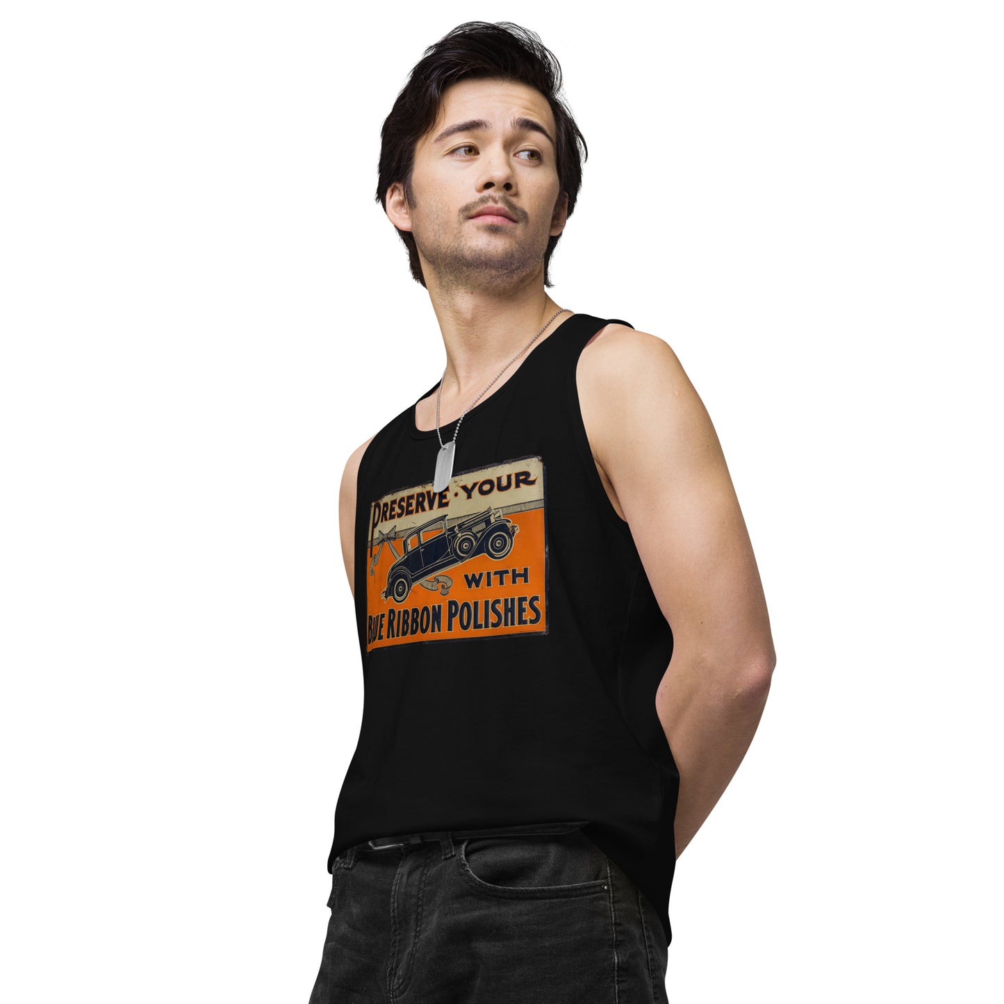 Blue Ribbon Patina Tin Style Men’s premium tank top