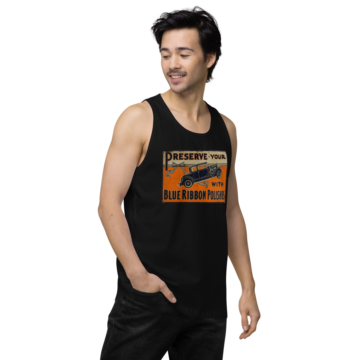 Blue Ribbon Patina Tin Style Men’s premium tank top