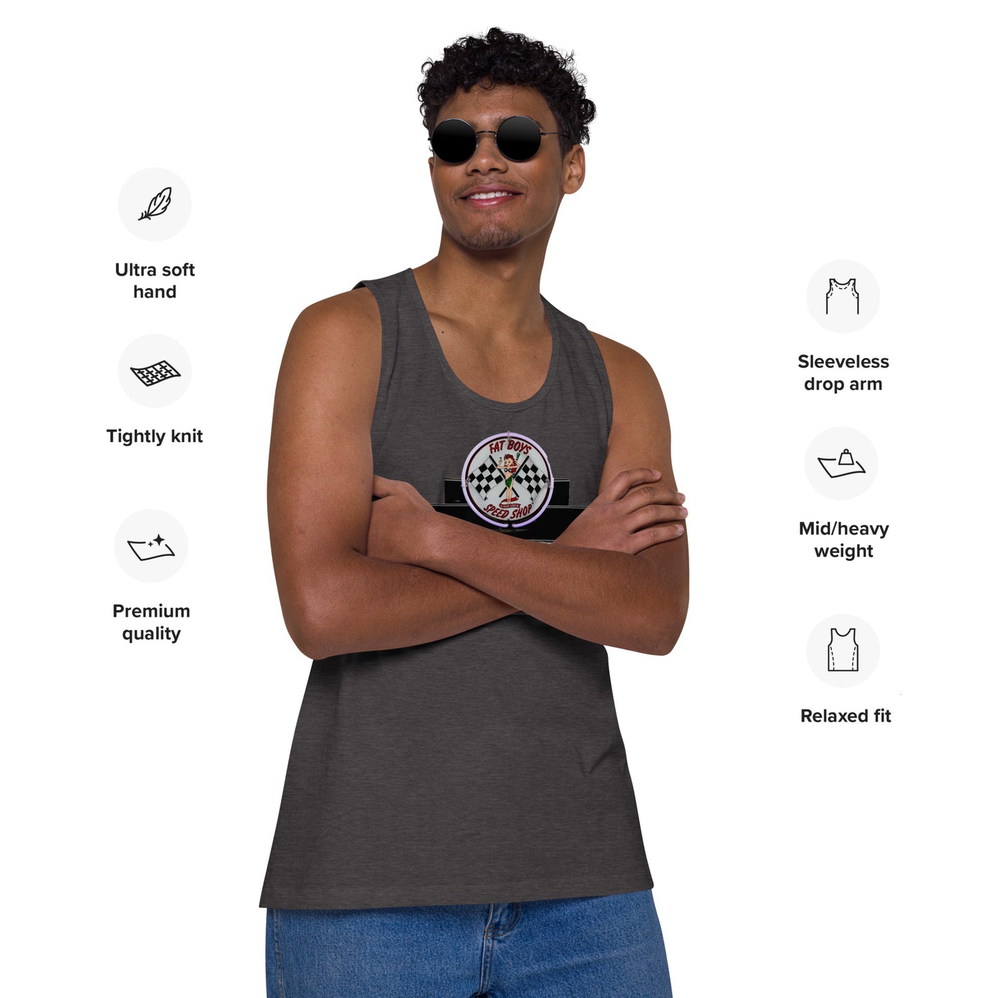 Vintage Neon Speed Shop Sign Men’s premium tank top