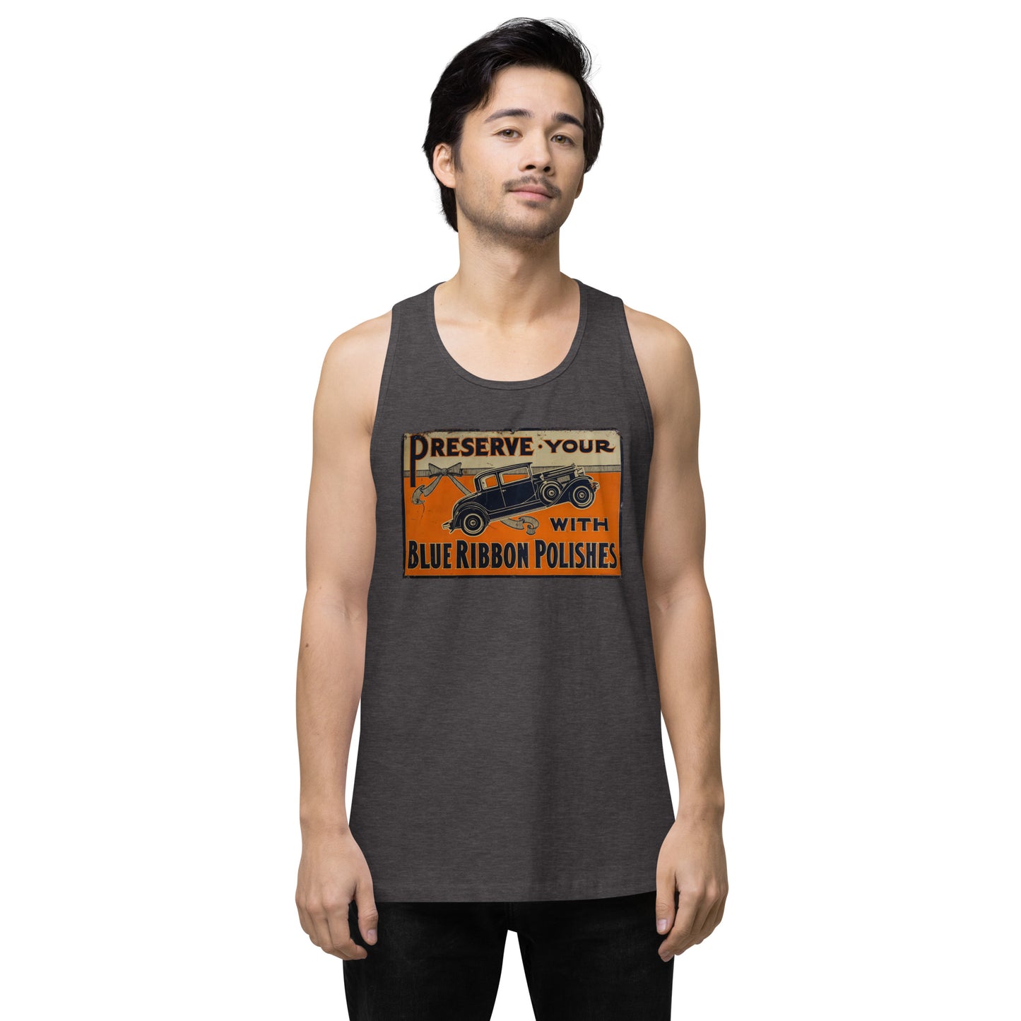 Blue Ribbon Patina Tin Style Men’s premium tank top