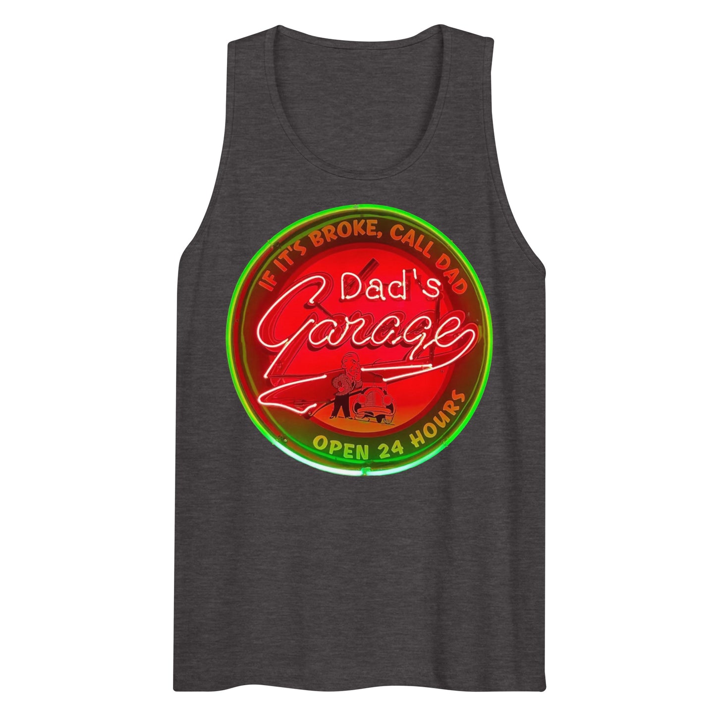 Dads Garage Retro Neon Sign Men’s premium tank top