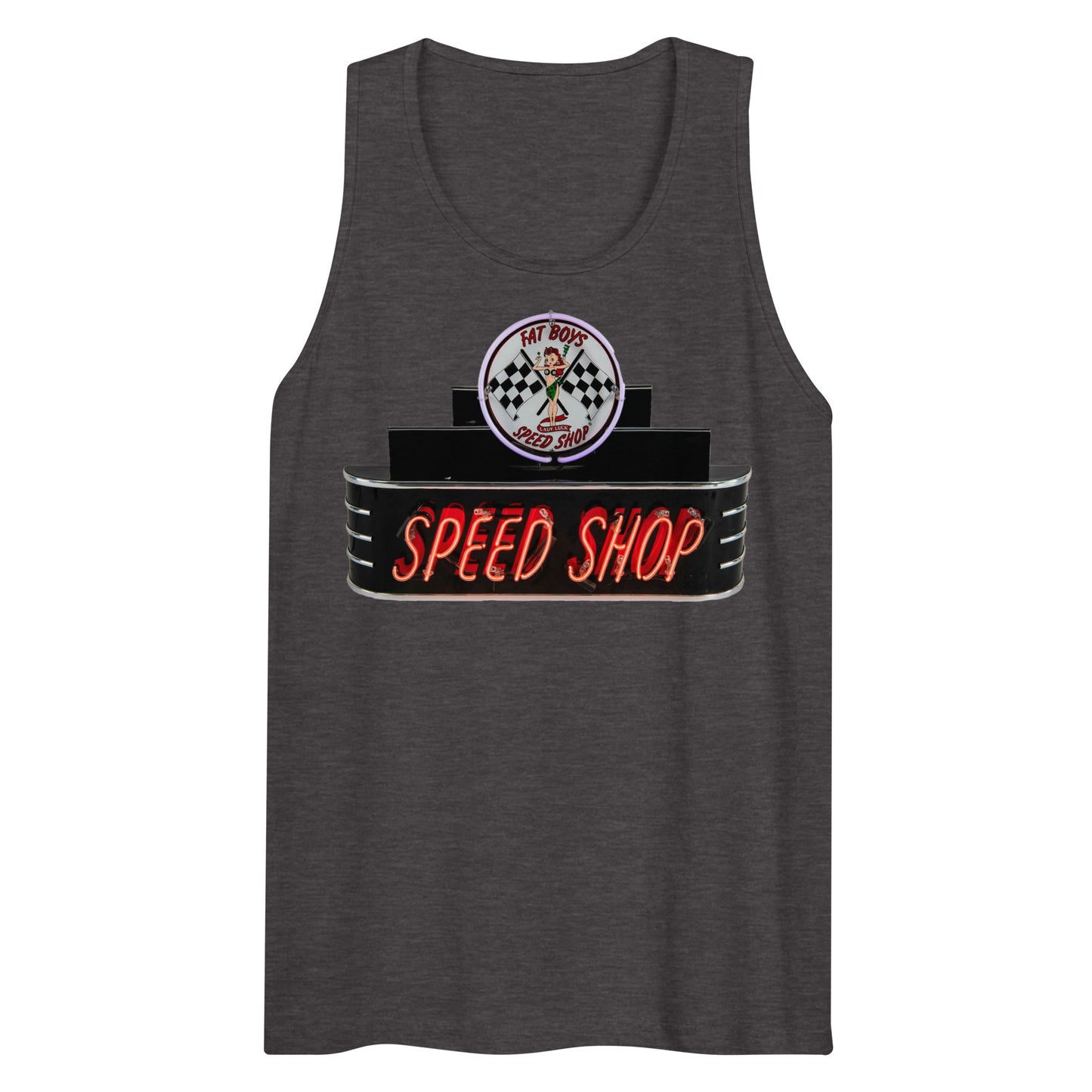 Vintage Neon Speed Shop Sign Men’s premium tank top