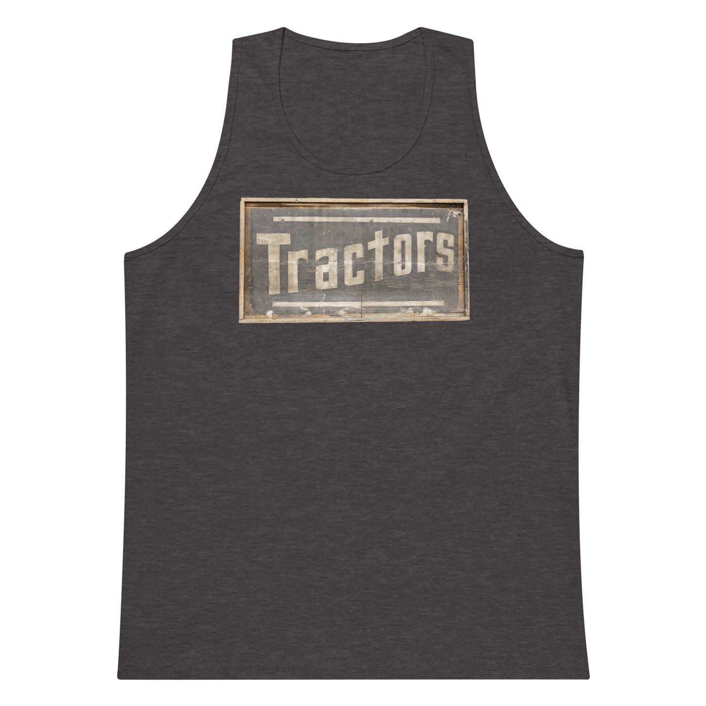 Retro Tractors Sign Wood Style Men’s premium tank top
