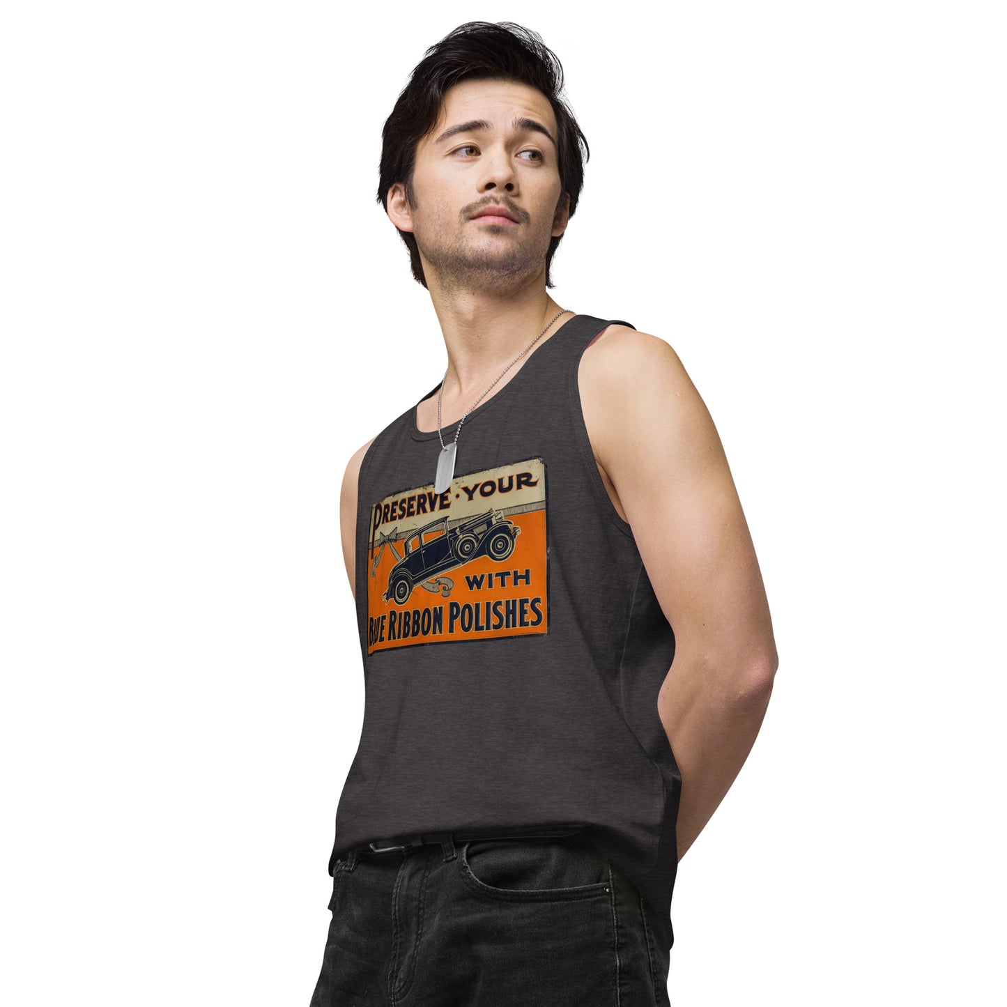 Blue Ribbon Patina Tin Style Men’s premium tank top