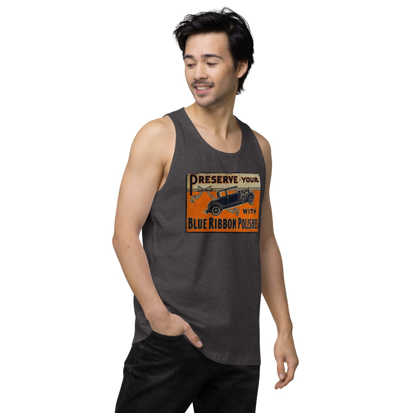 Blue Ribbon Patina Tin Style Men’s premium tank top