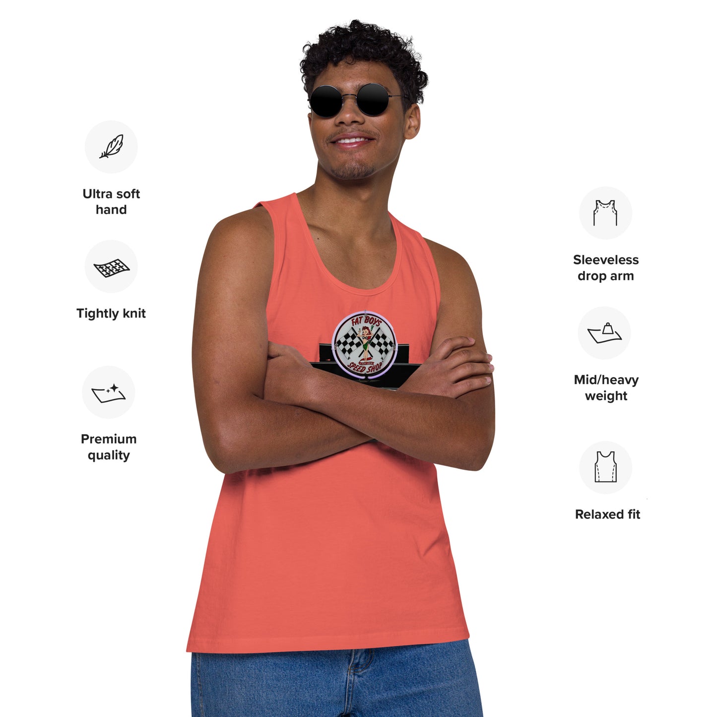 Vintage Neon Speed Shop Sign Men’s premium tank top