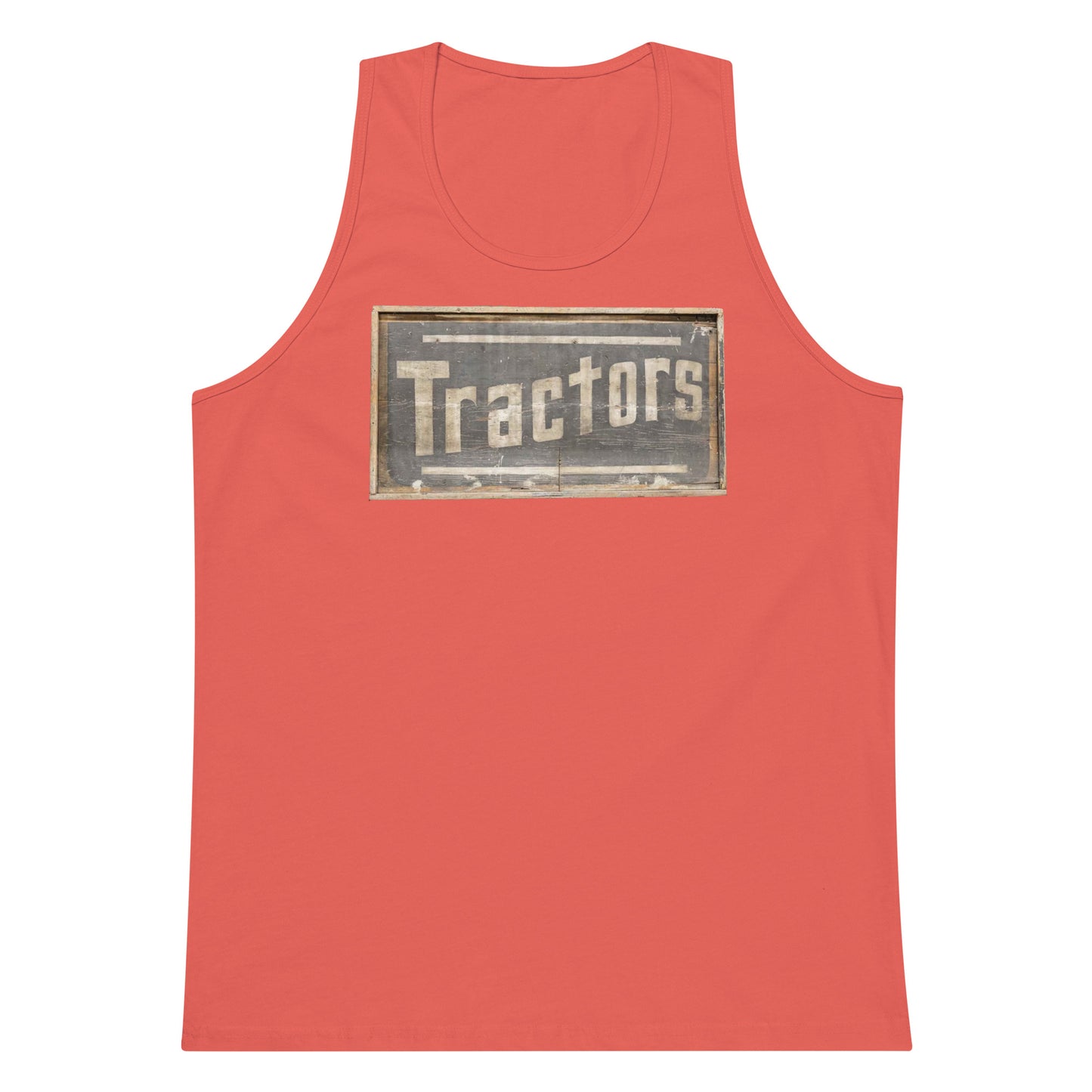 Retro Tractors Sign Wood Style Men’s premium tank top