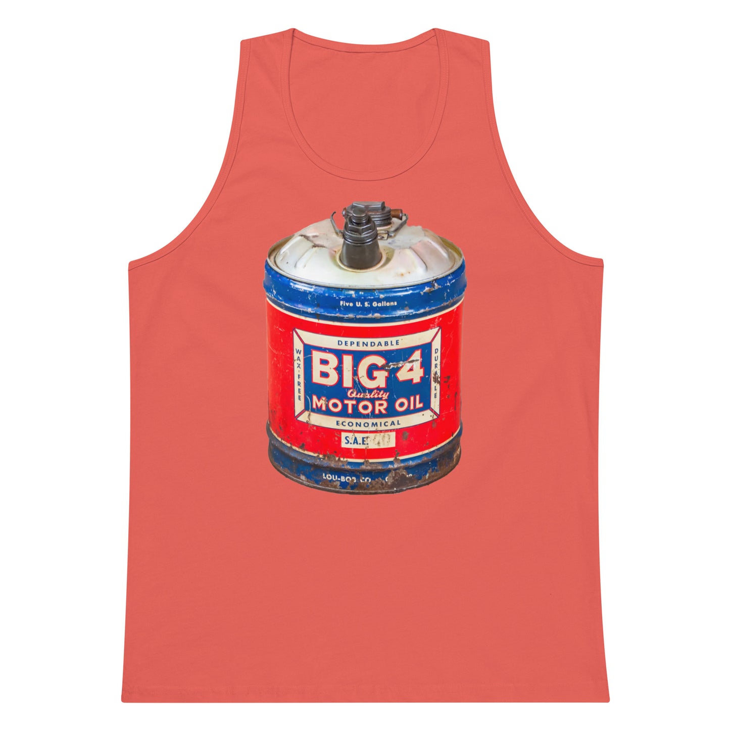 Vintage Motor Oil Steel Gallon Style Men’s premium tank top