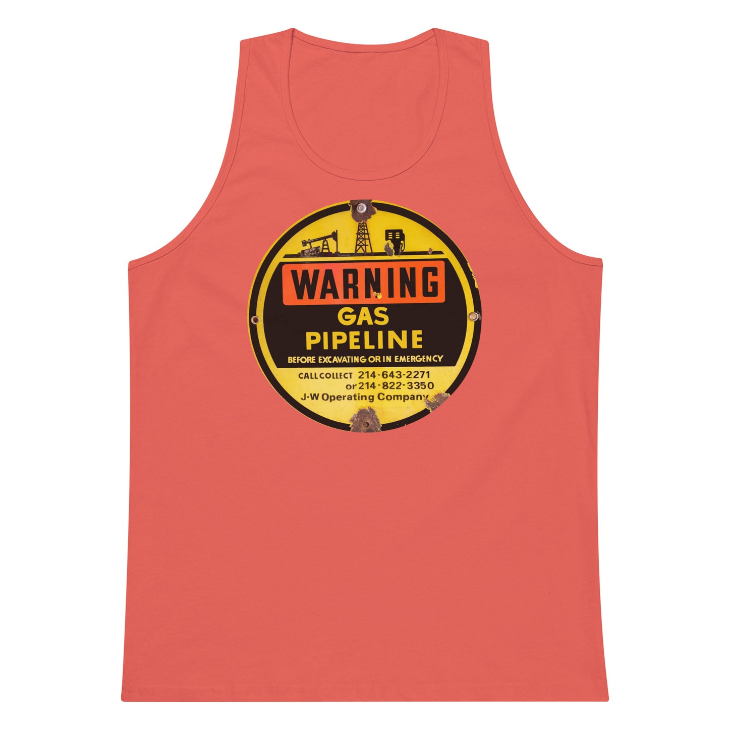 Retro Gas Warning Sign Tin Men’s premium tank top
