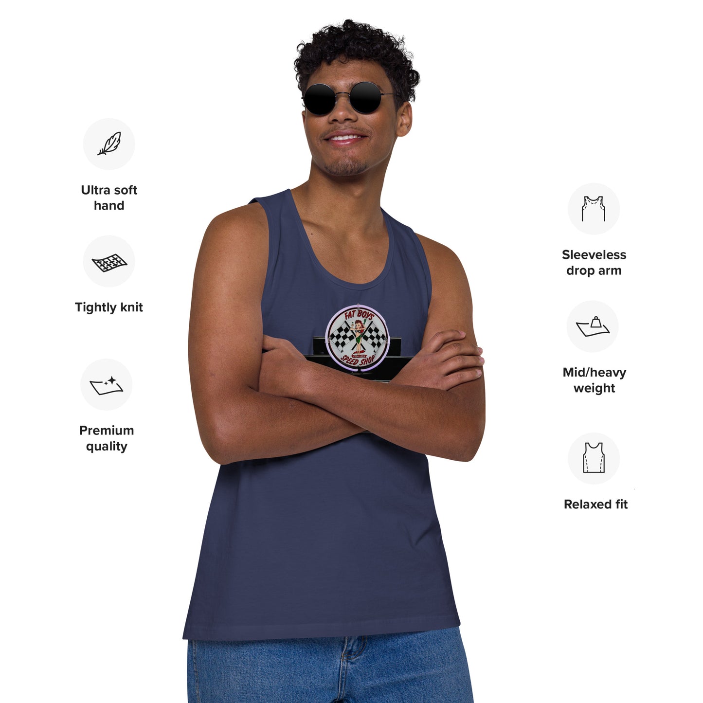 Vintage Neon Speed Shop Sign Men’s premium tank top
