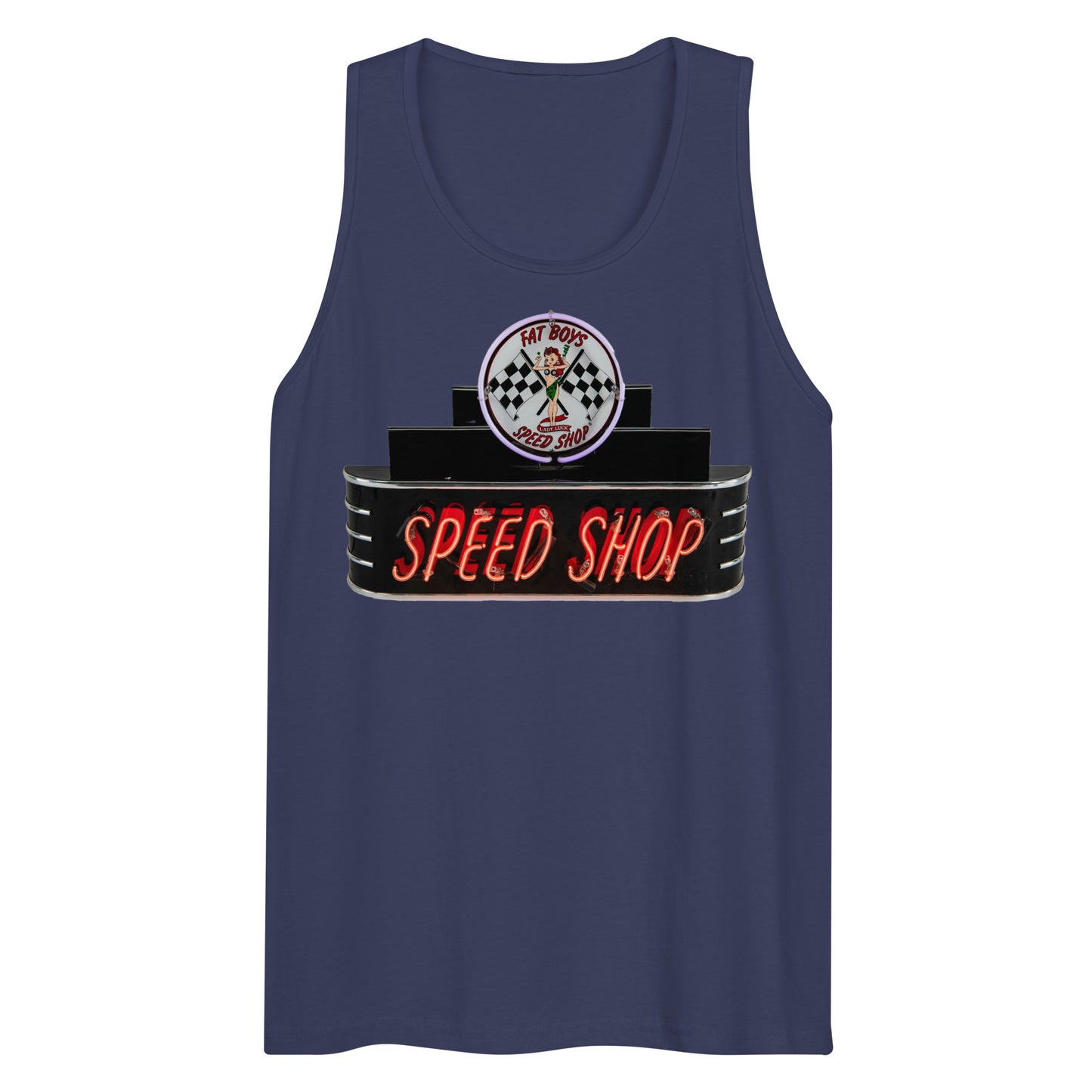 Vintage Neon Speed Shop Sign Men’s premium tank top