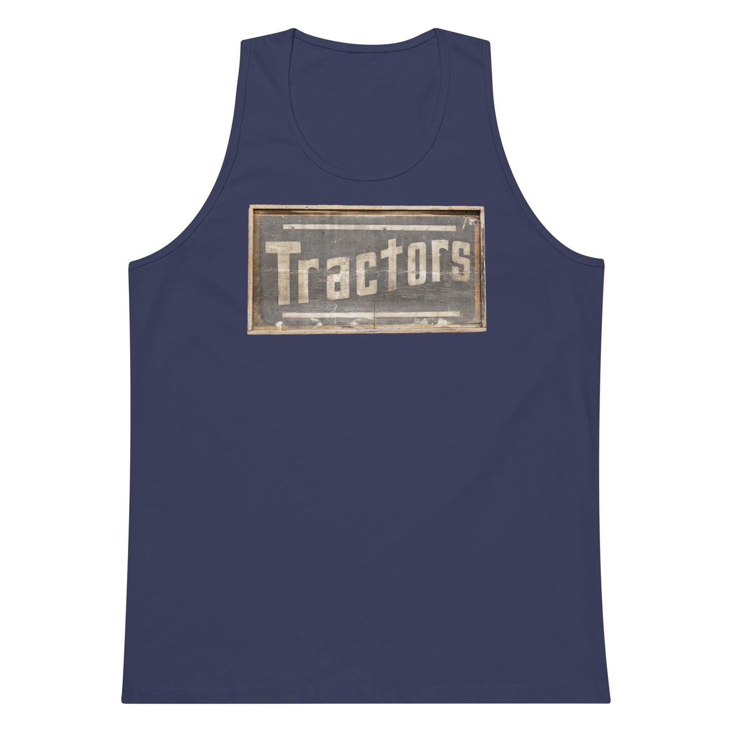 Retro Tractors Sign Wood Style Men’s premium tank top