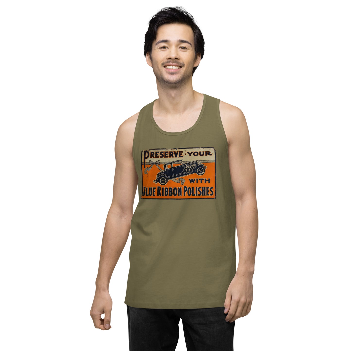 Blue Ribbon Patina Tin Style Men’s premium tank top