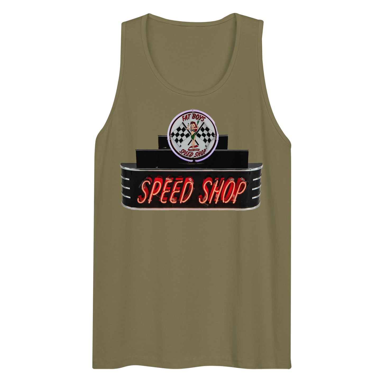 Vintage Neon Speed Shop Sign Men’s premium tank top