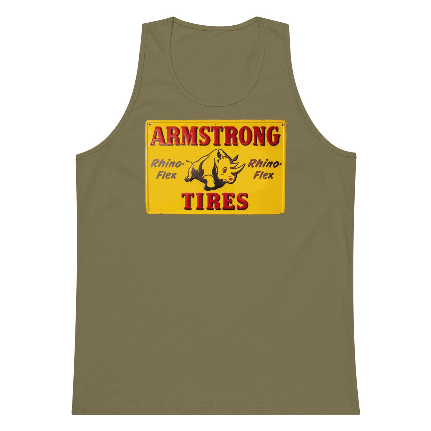 Retro Rhino Tire Sign Tin Style Men’s premium tank top