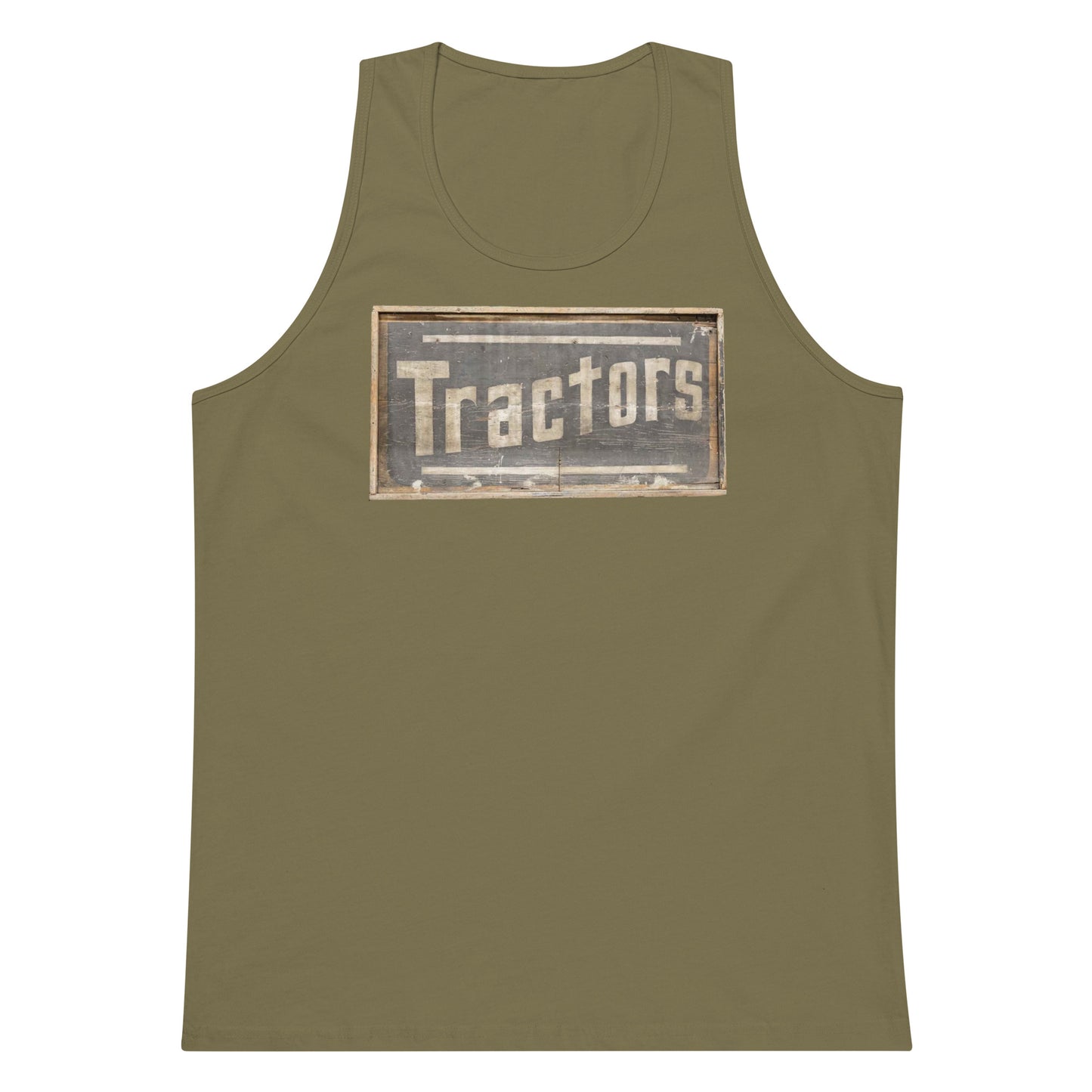 Retro Tractors Sign Wood Style Men’s premium tank top