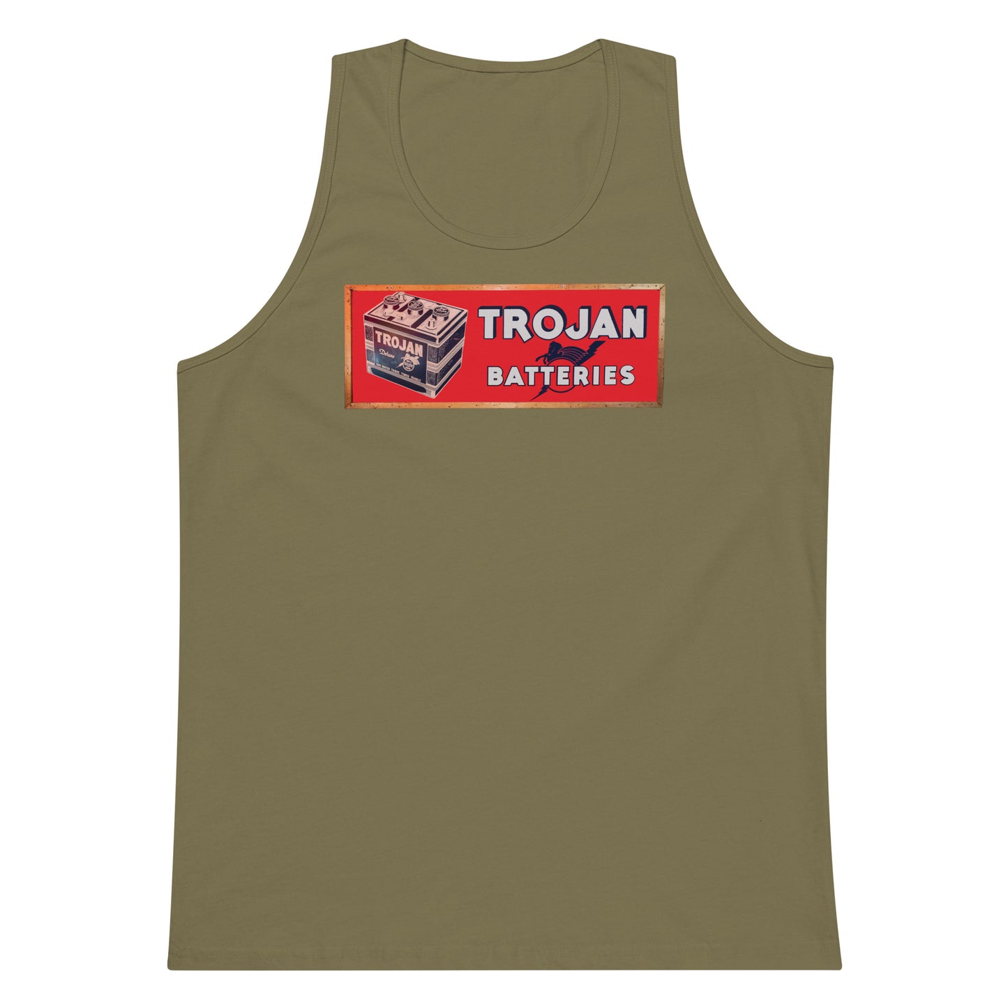 Vintage Trojan Battery Sign Men’s premium tank top