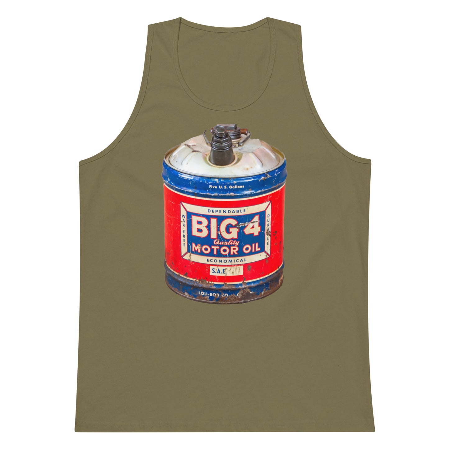 Vintage Motor Oil Steel Gallon Style Men’s premium tank top