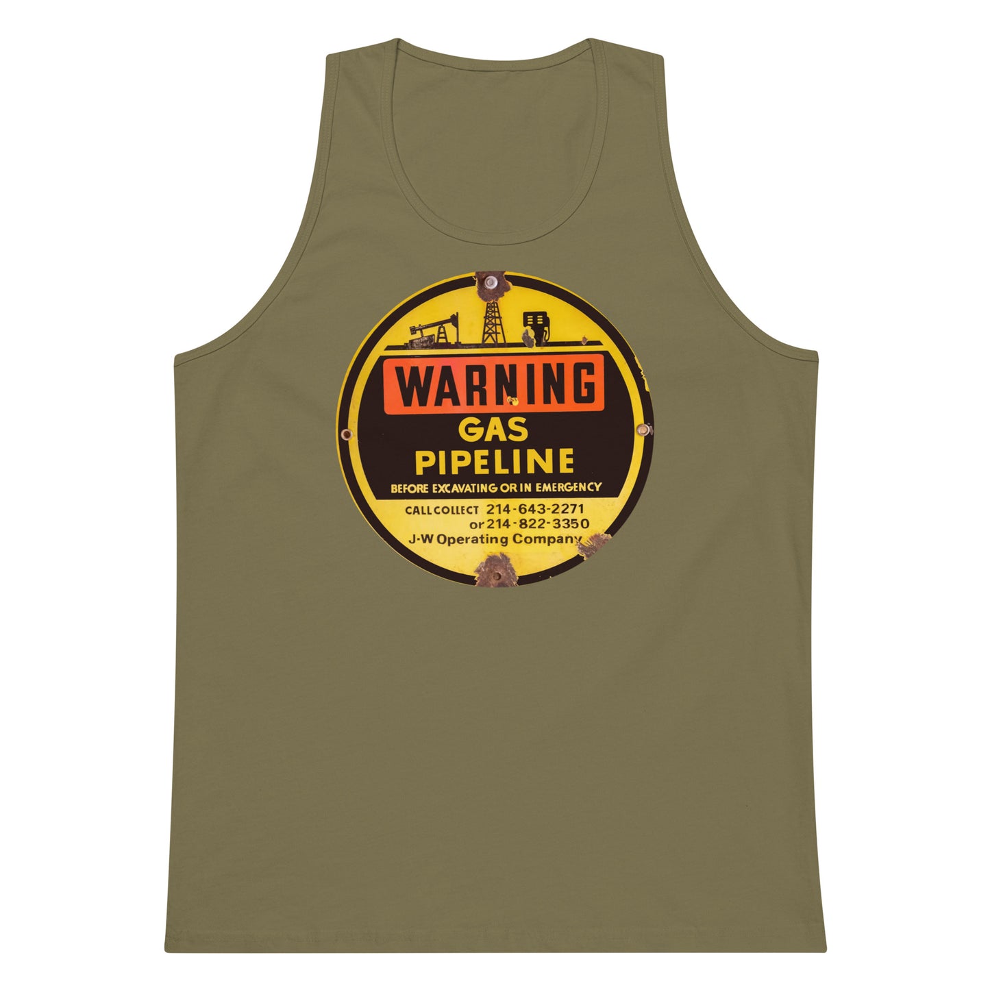 Retro Gas Warning Sign Tin Men’s premium tank top