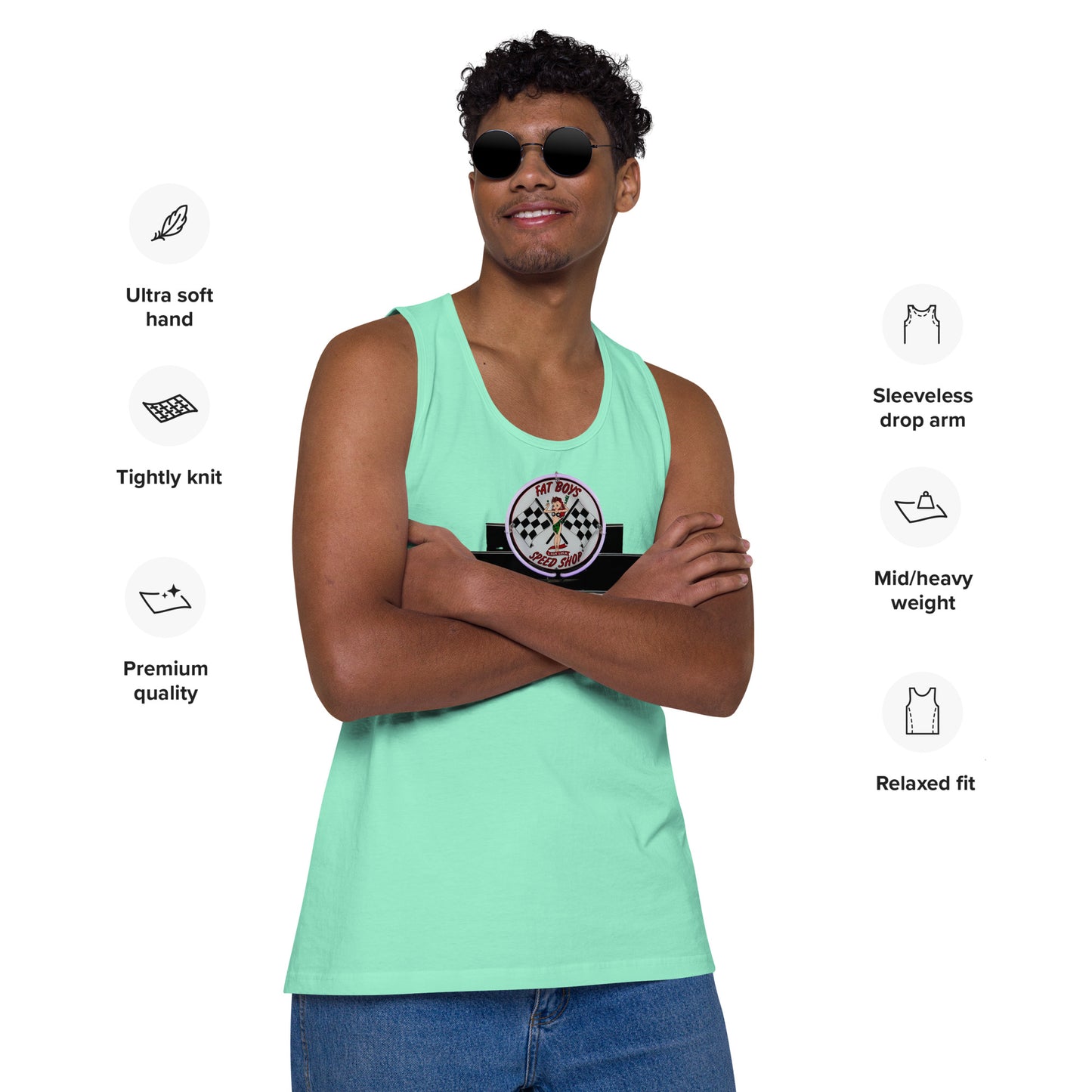 Vintage Neon Speed Shop Sign Men’s premium tank top