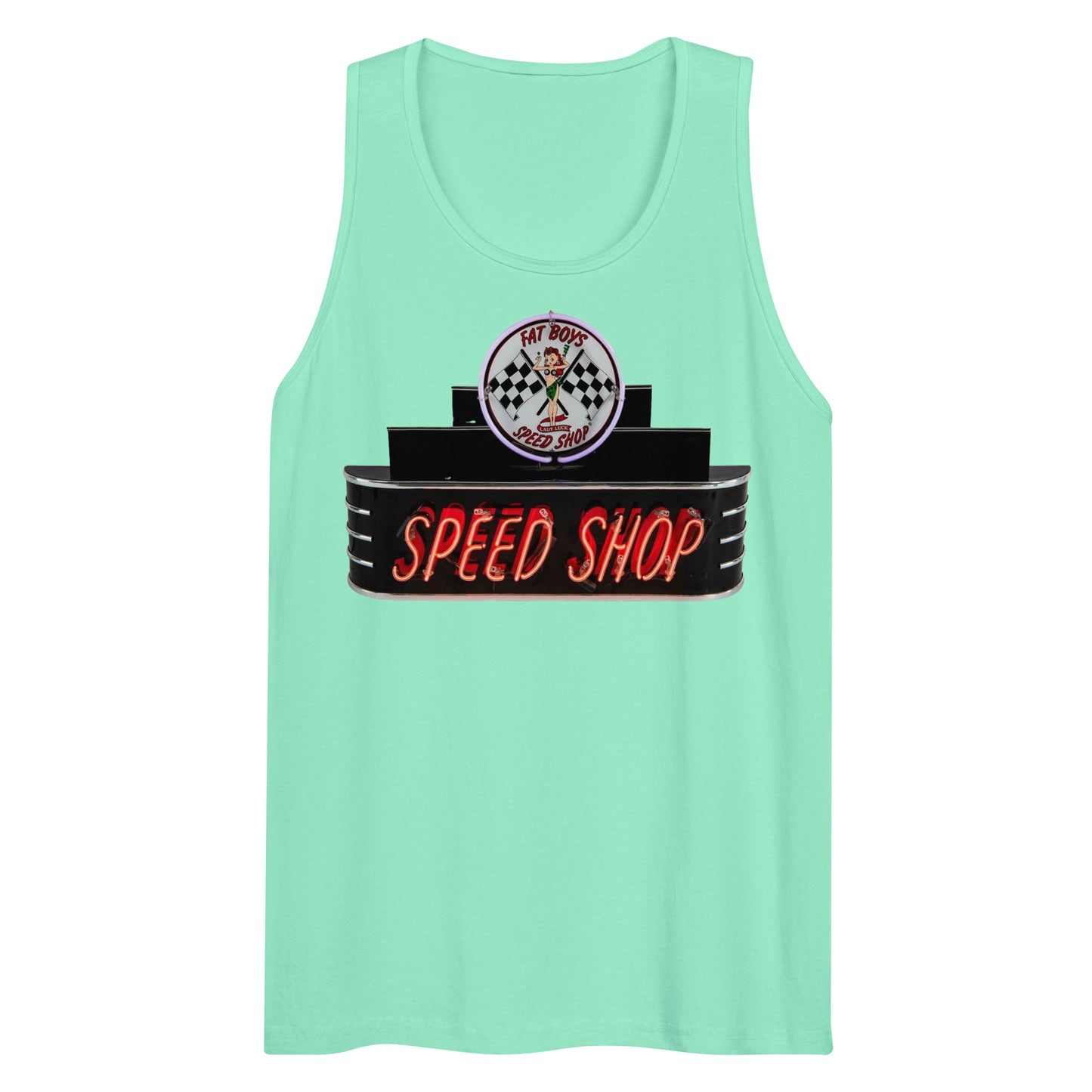 Vintage Neon Speed Shop Sign Men’s premium tank top