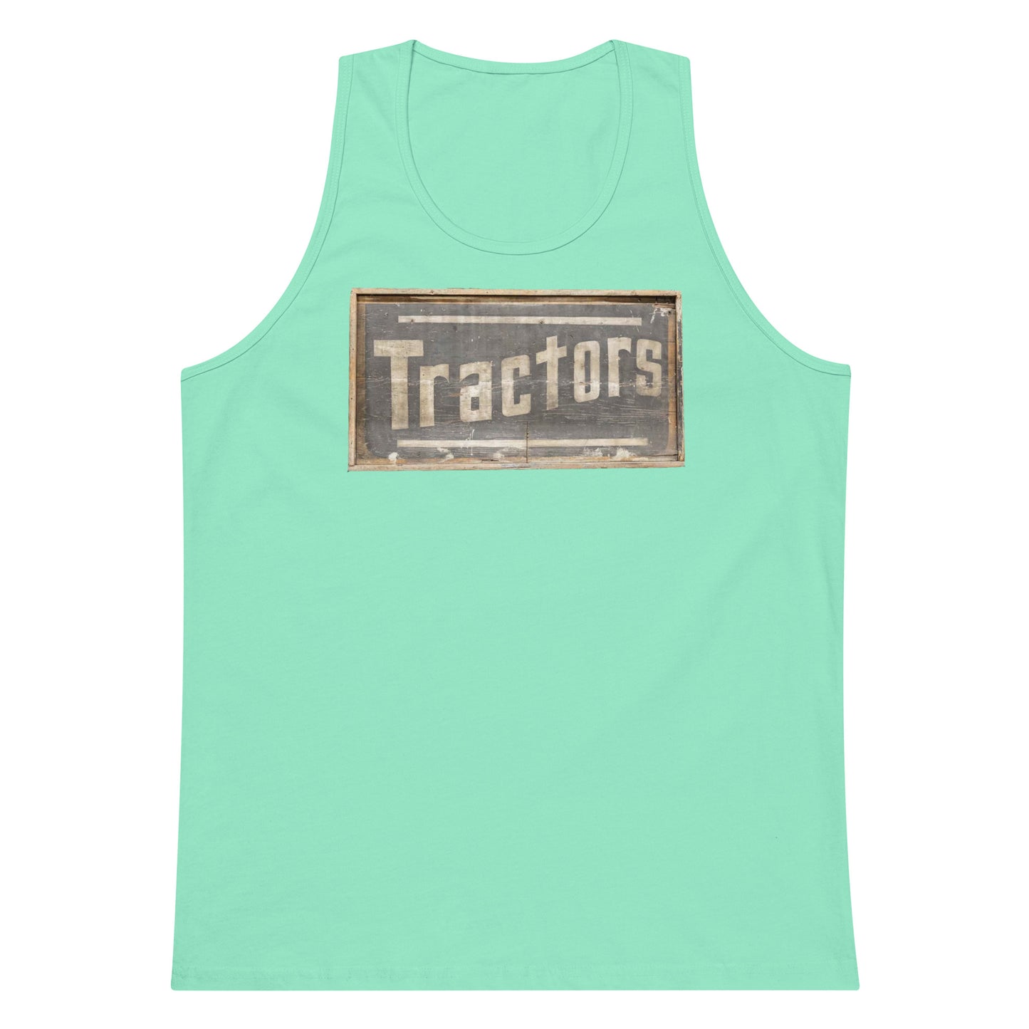 Retro Tractors Sign Wood Style Men’s premium tank top