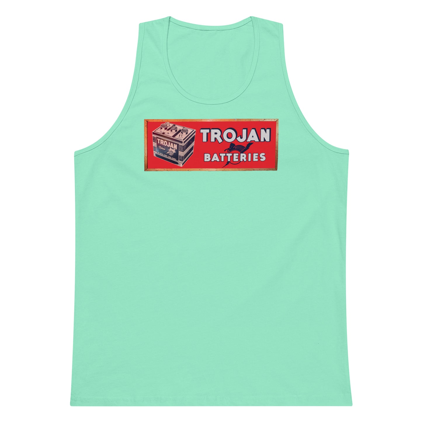 Vintage Trojan Battery Sign Men’s premium tank top