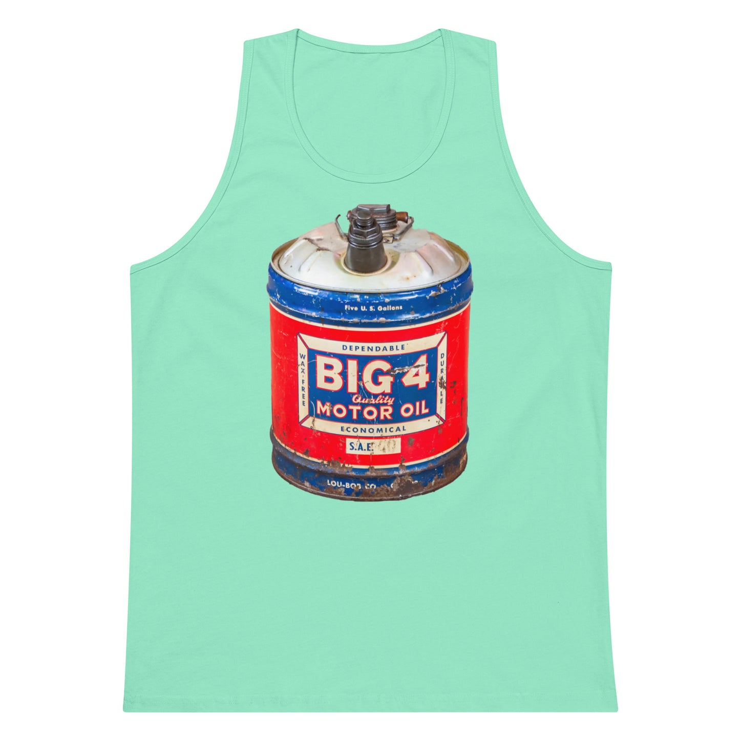 Vintage Motor Oil Steel Gallon Style Men’s premium tank top