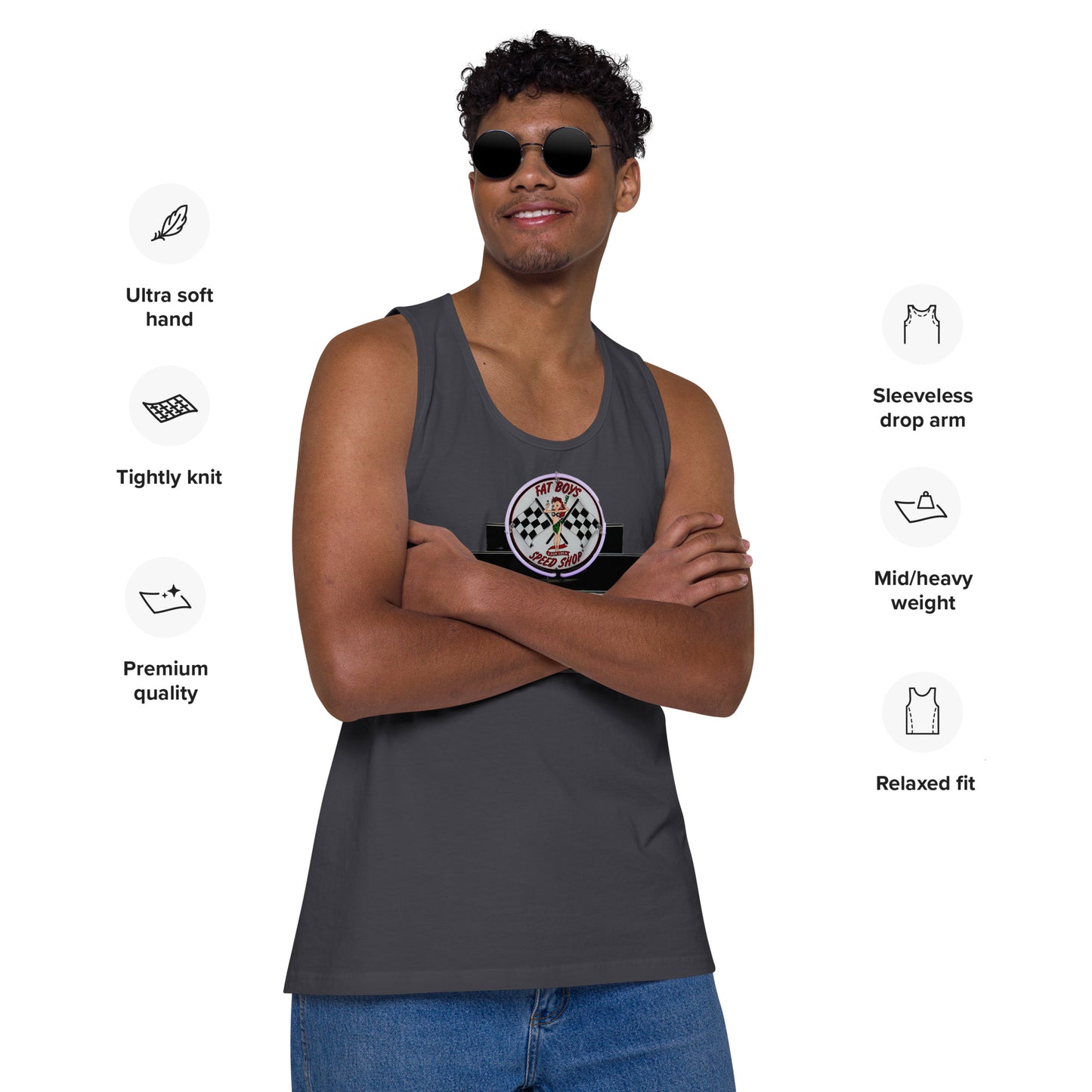 Vintage Neon Speed Shop Sign Men’s premium tank top