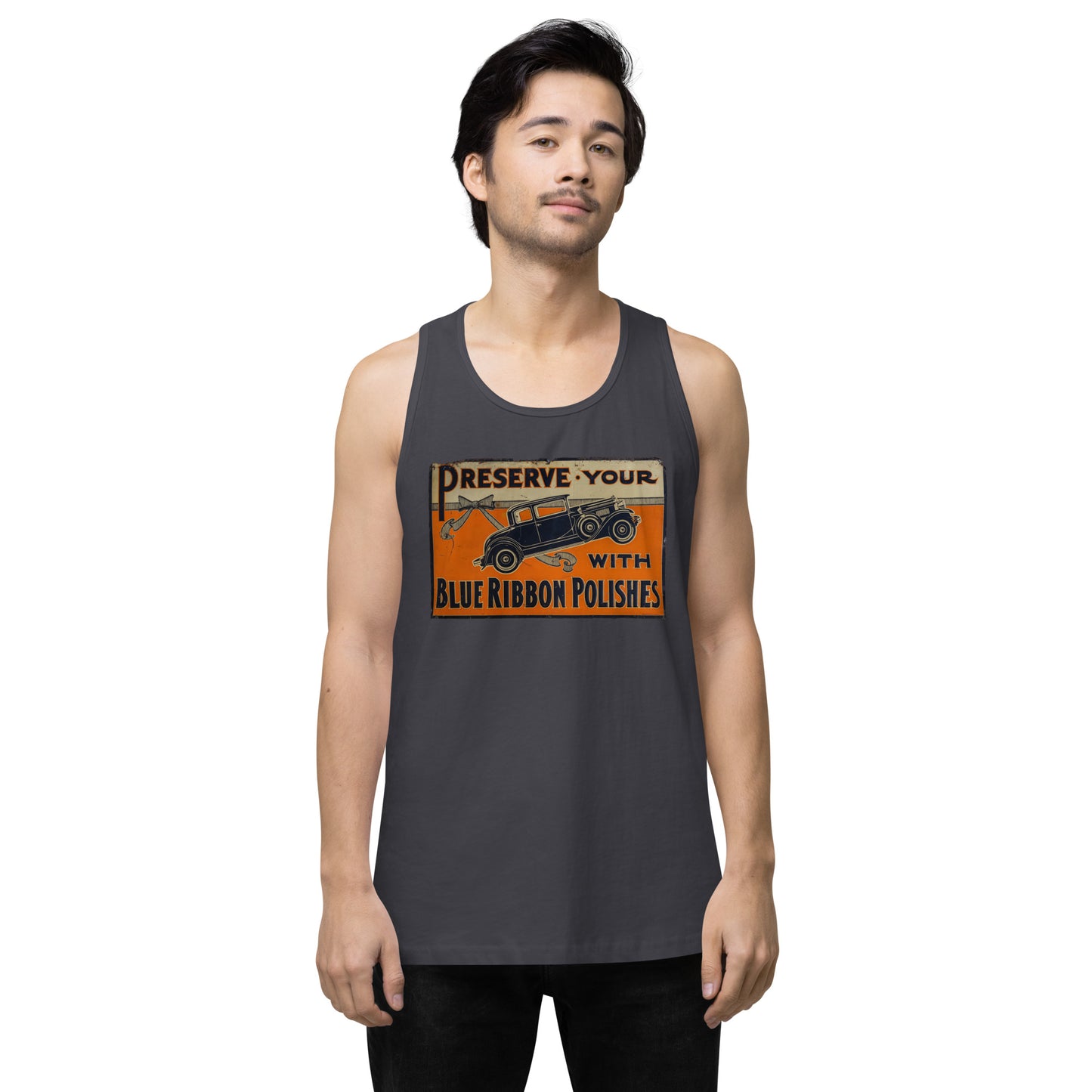 Blue Ribbon Patina Tin Style Men’s premium tank top