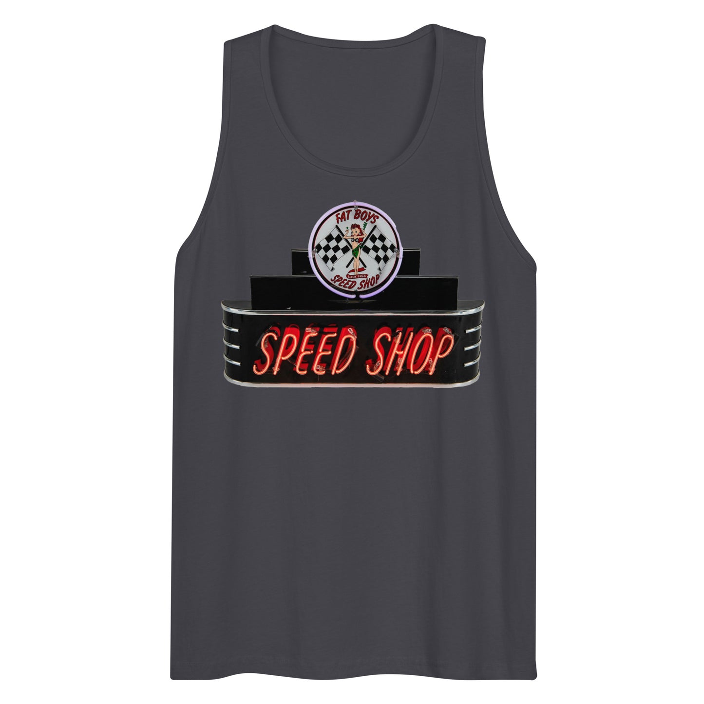 Vintage Neon Speed Shop Sign Men’s premium tank top