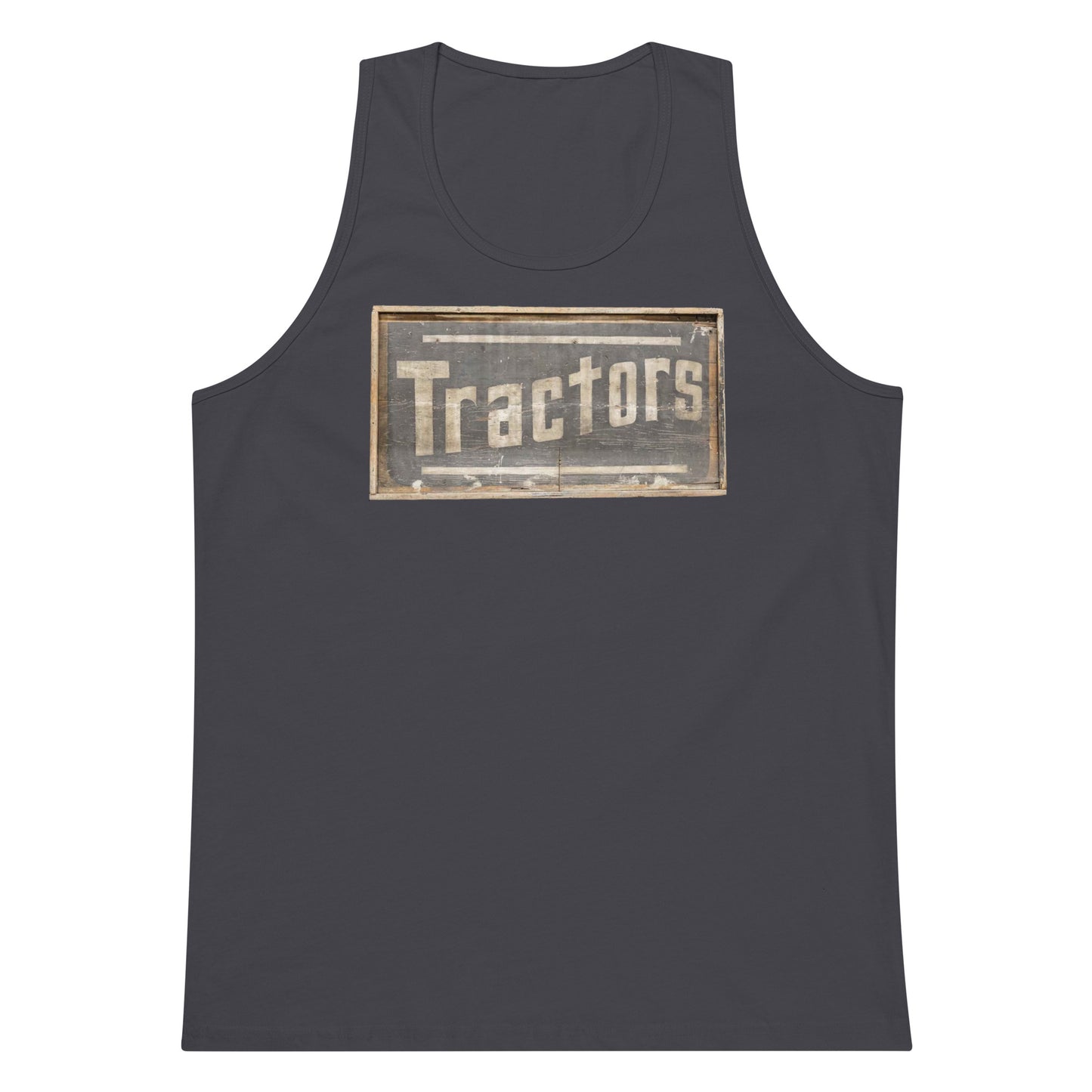 Retro Tractors Sign Wood Style Men’s premium tank top