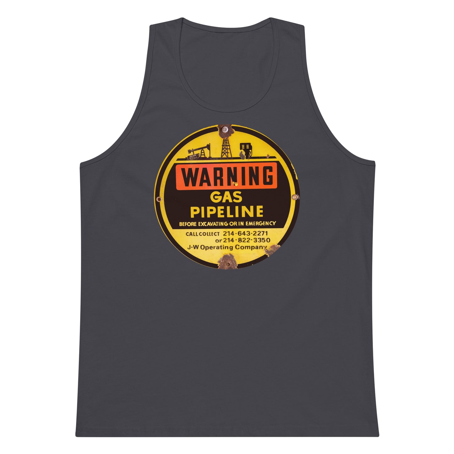Retro Gas Warning Sign Tin Men’s premium tank top
