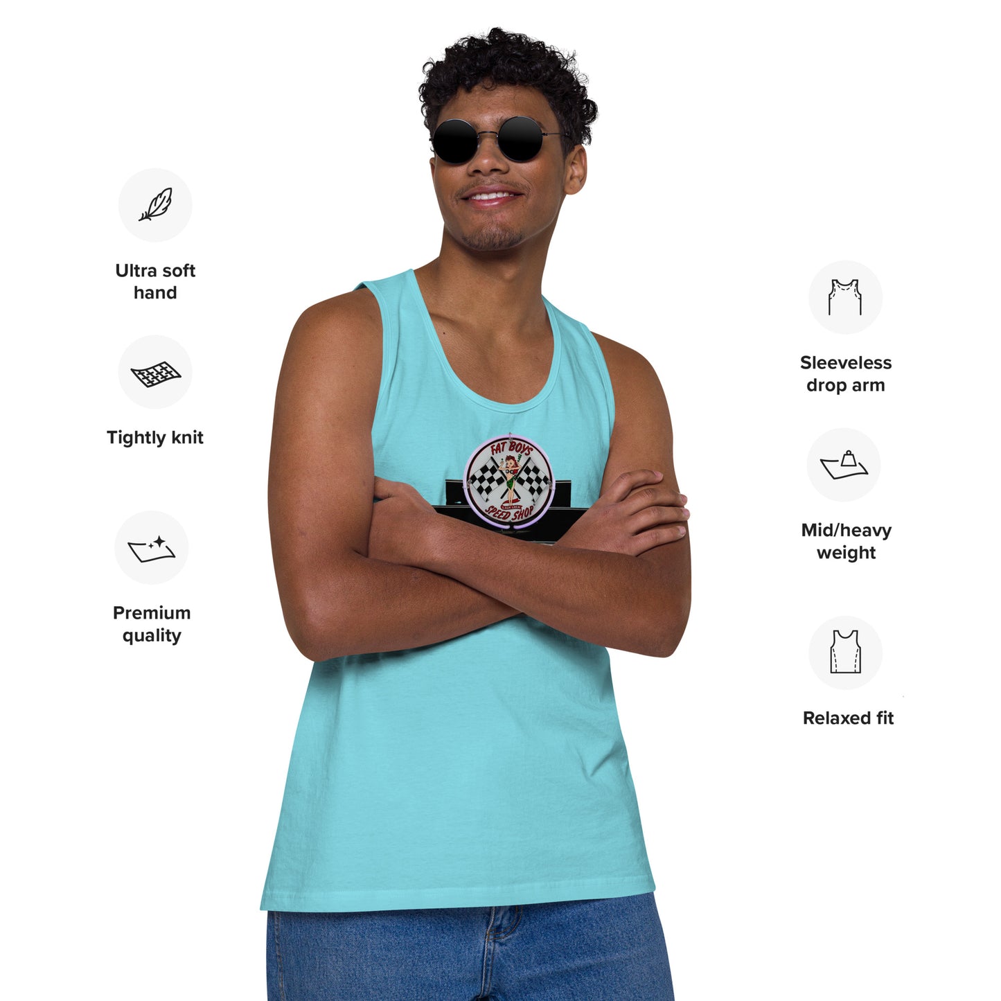 Vintage Neon Speed Shop Sign Men’s premium tank top