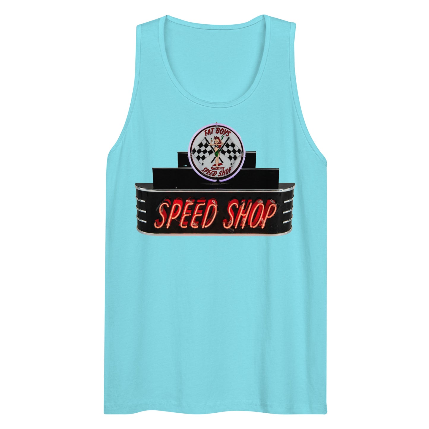 Vintage Neon Speed Shop Sign Men’s premium tank top