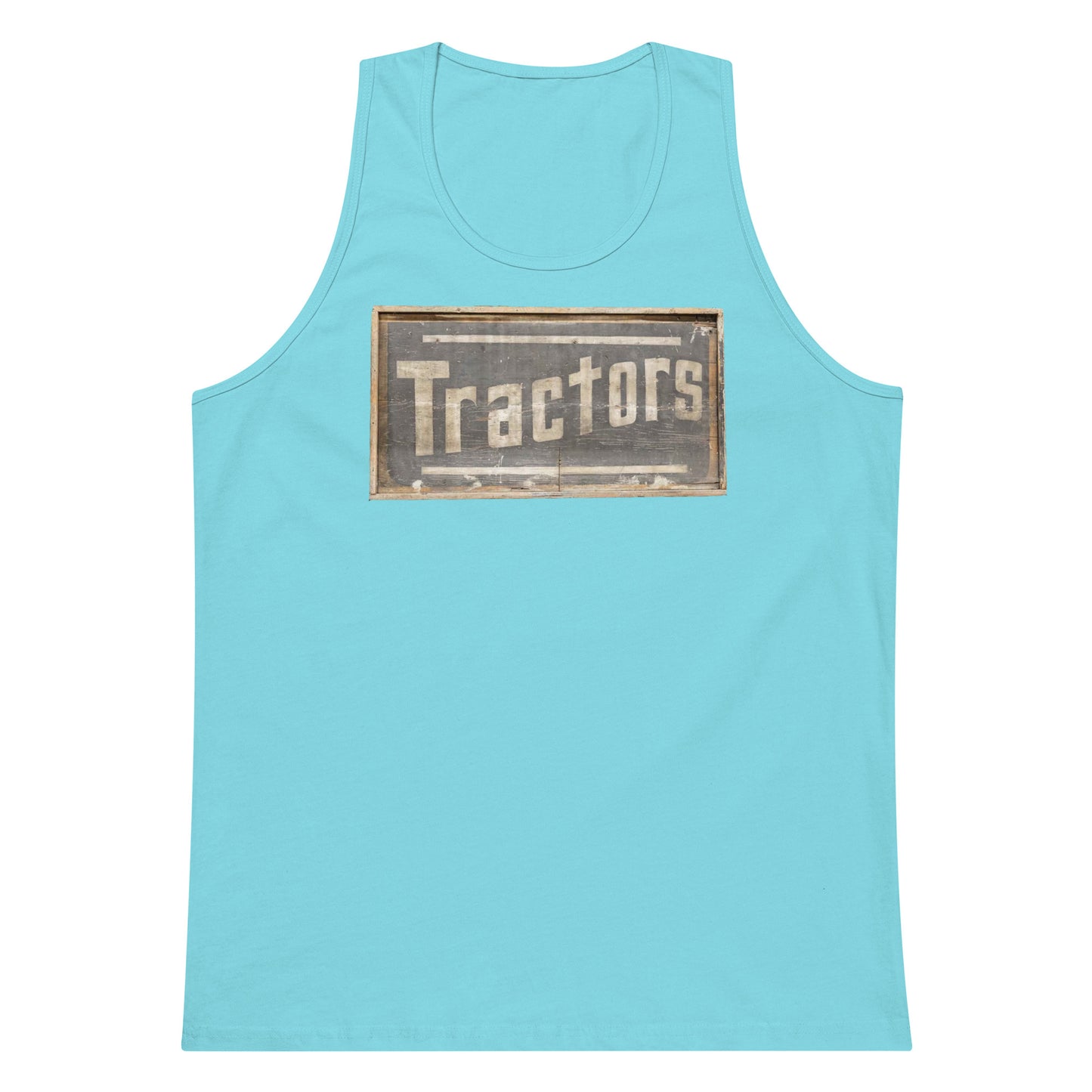 Retro Tractors Sign Wood Style Men’s premium tank top
