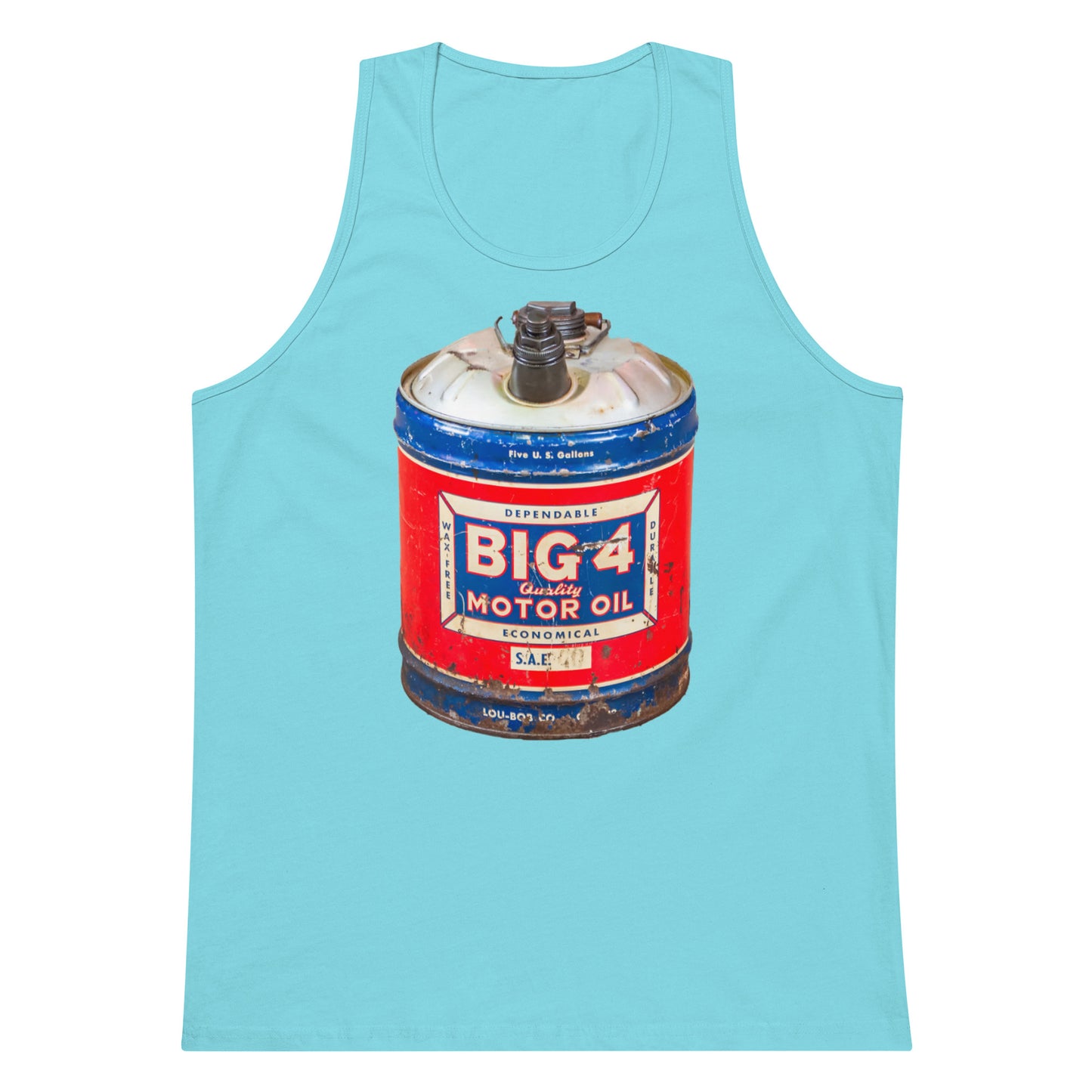 Vintage Motor Oil Steel Gallon Style Men’s premium tank top