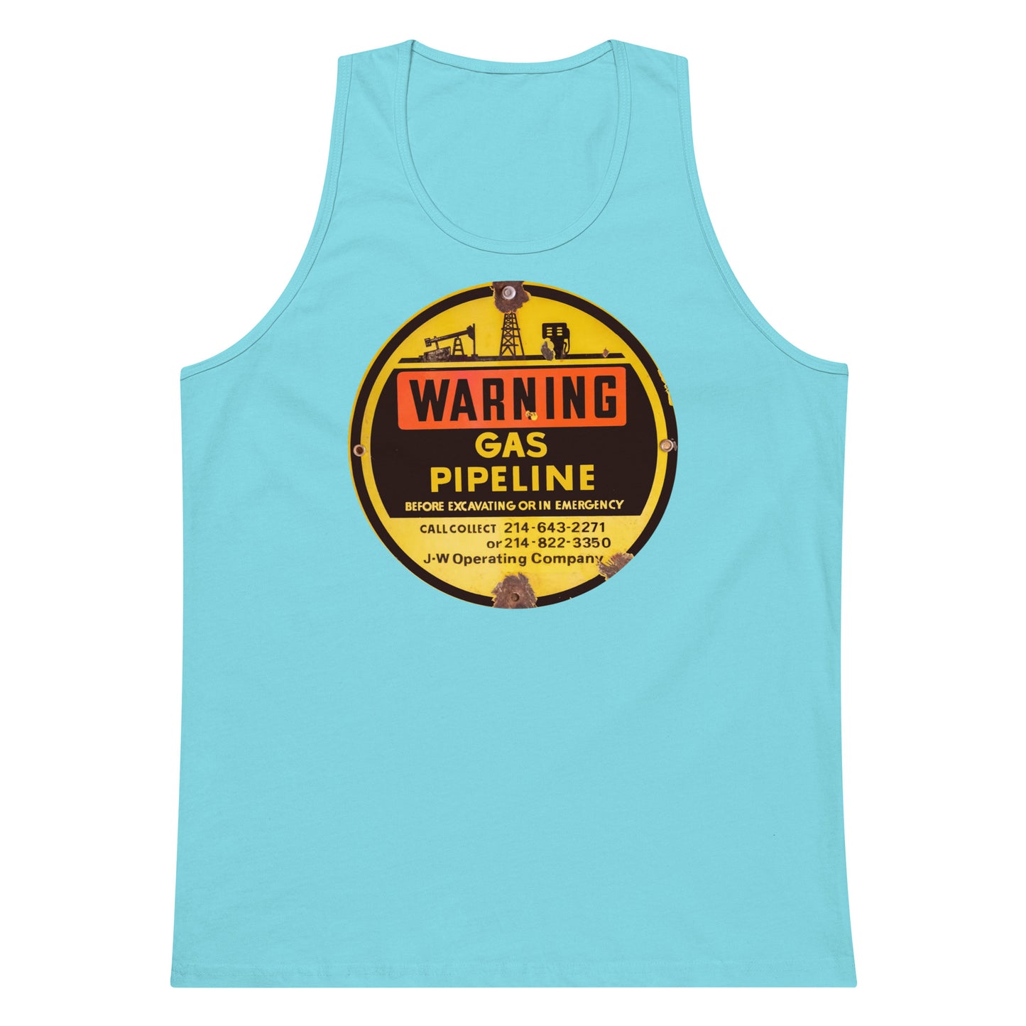 Retro Gas Warning Sign Tin Men’s premium tank top