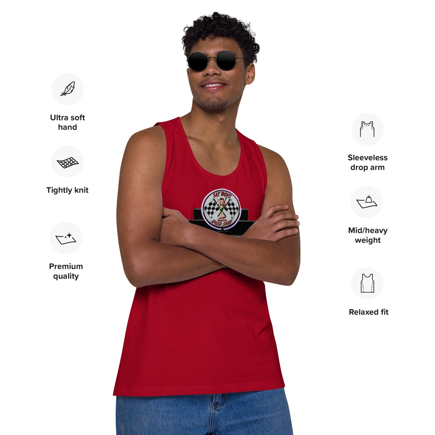 Vintage Neon Speed Shop Sign Men’s premium tank top