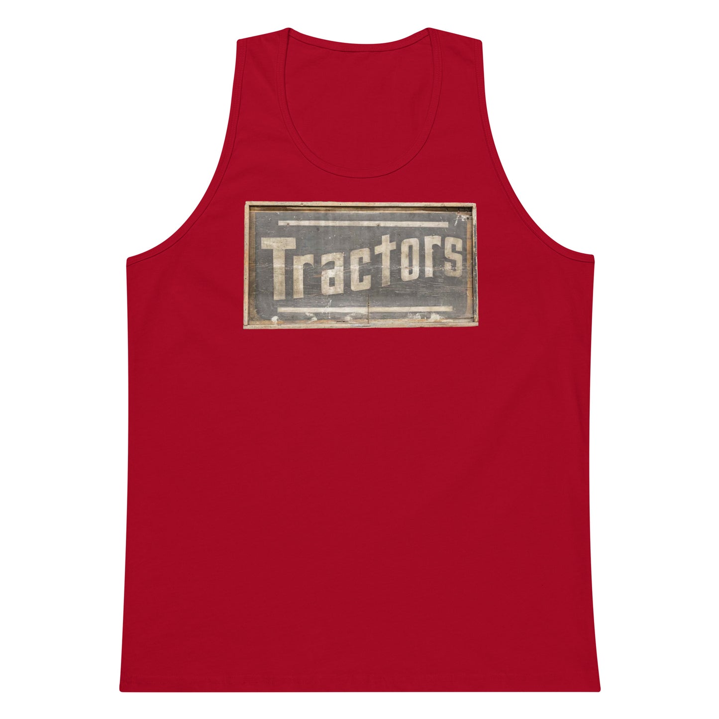 Retro Tractors Sign Wood Style Men’s premium tank top