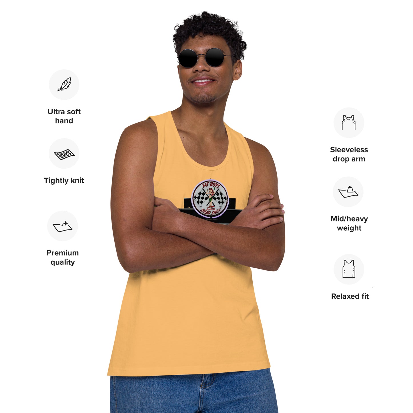 Vintage Neon Speed Shop Sign Men’s premium tank top