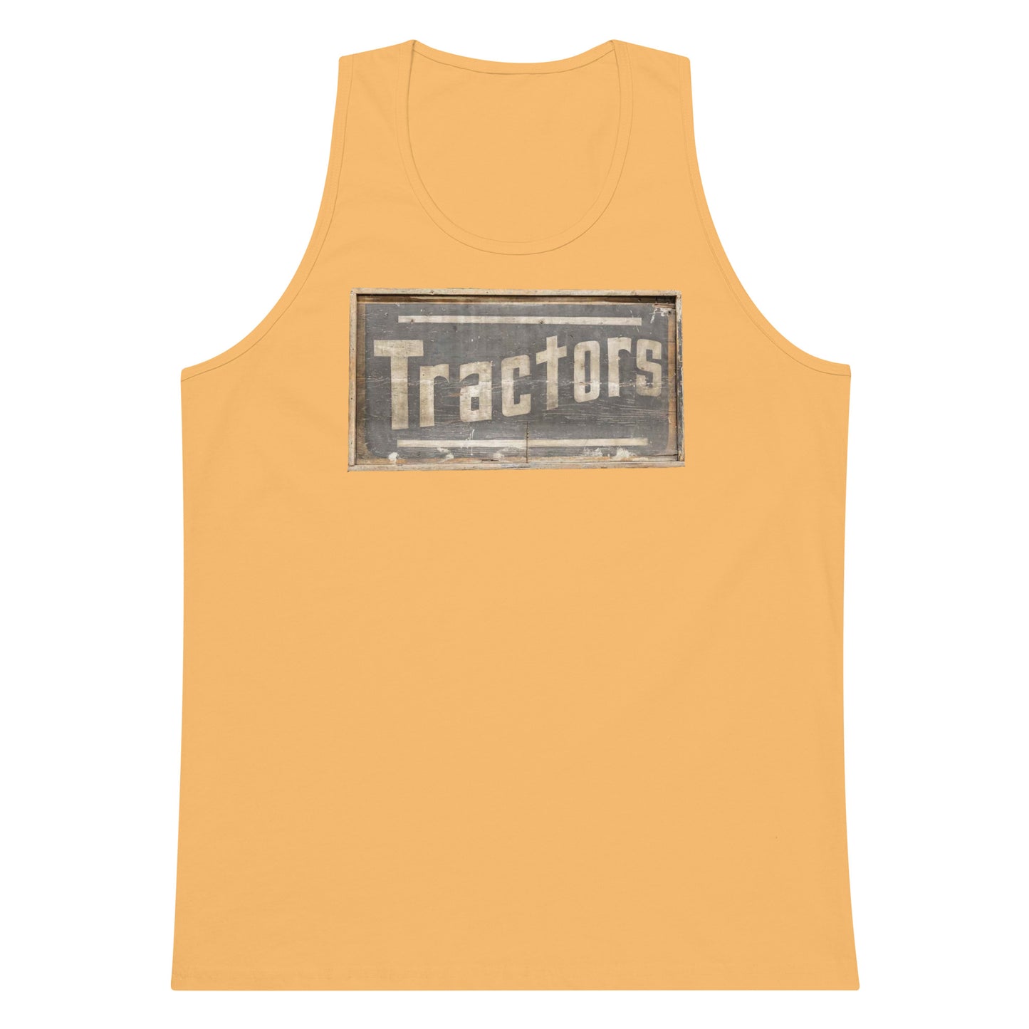 Retro Tractors Sign Wood Style Men’s premium tank top