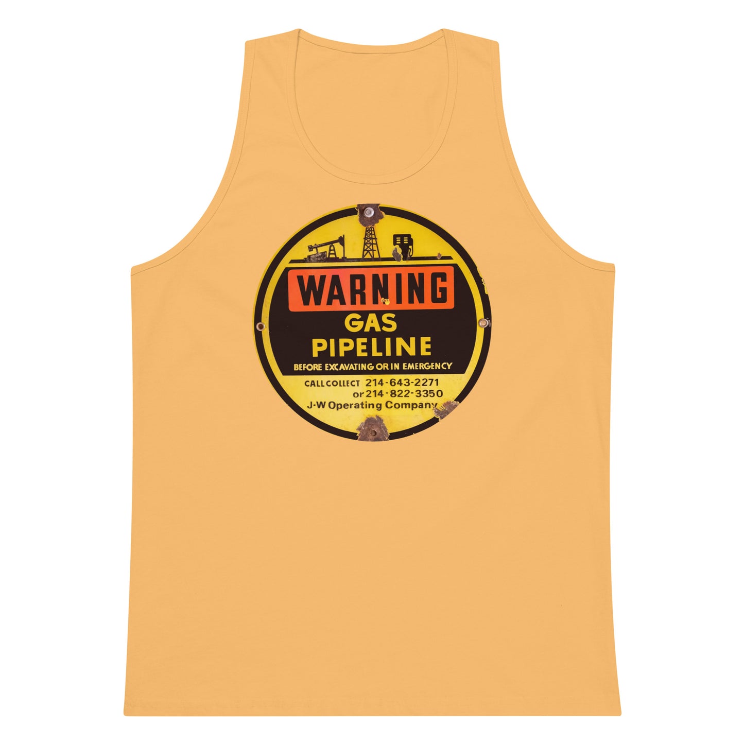 Retro Gas Warning Sign Tin Men’s premium tank top