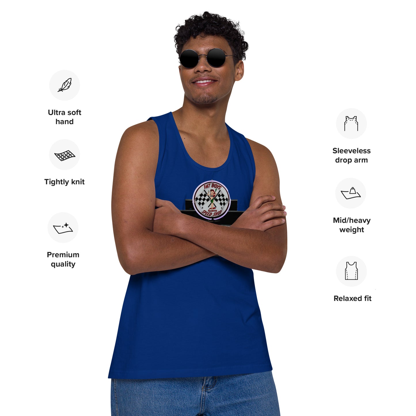 Vintage Neon Speed Shop Sign Men’s premium tank top