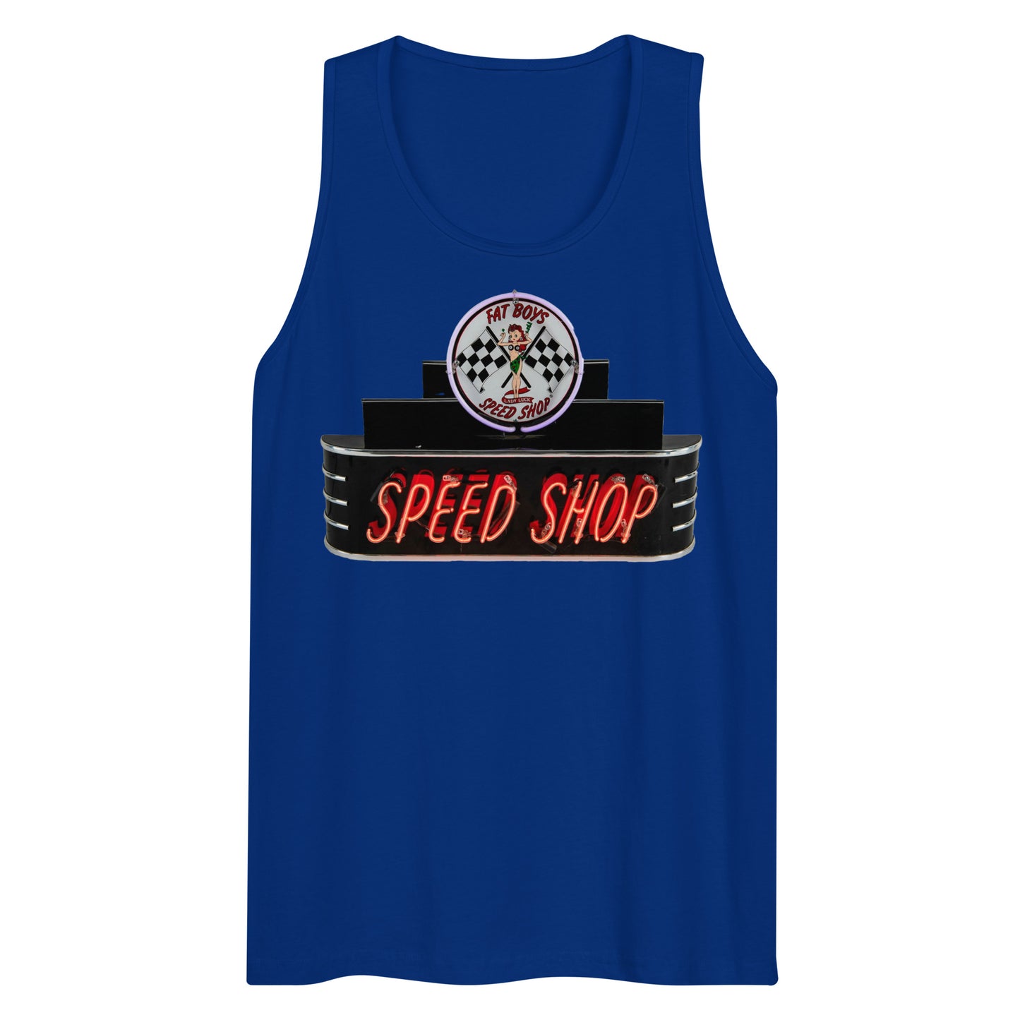 Vintage Neon Speed Shop Sign Men’s premium tank top