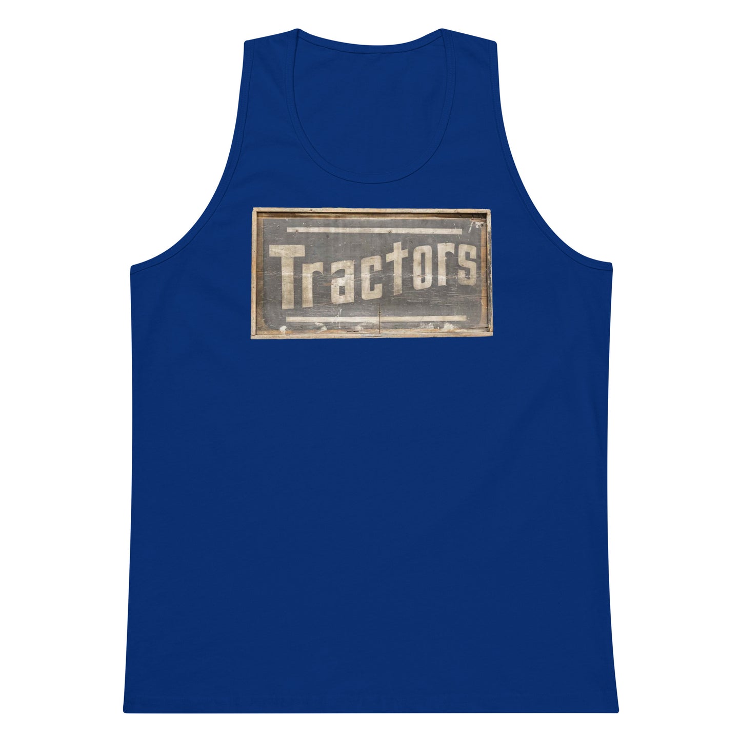 Retro Tractors Sign Wood Style Men’s premium tank top