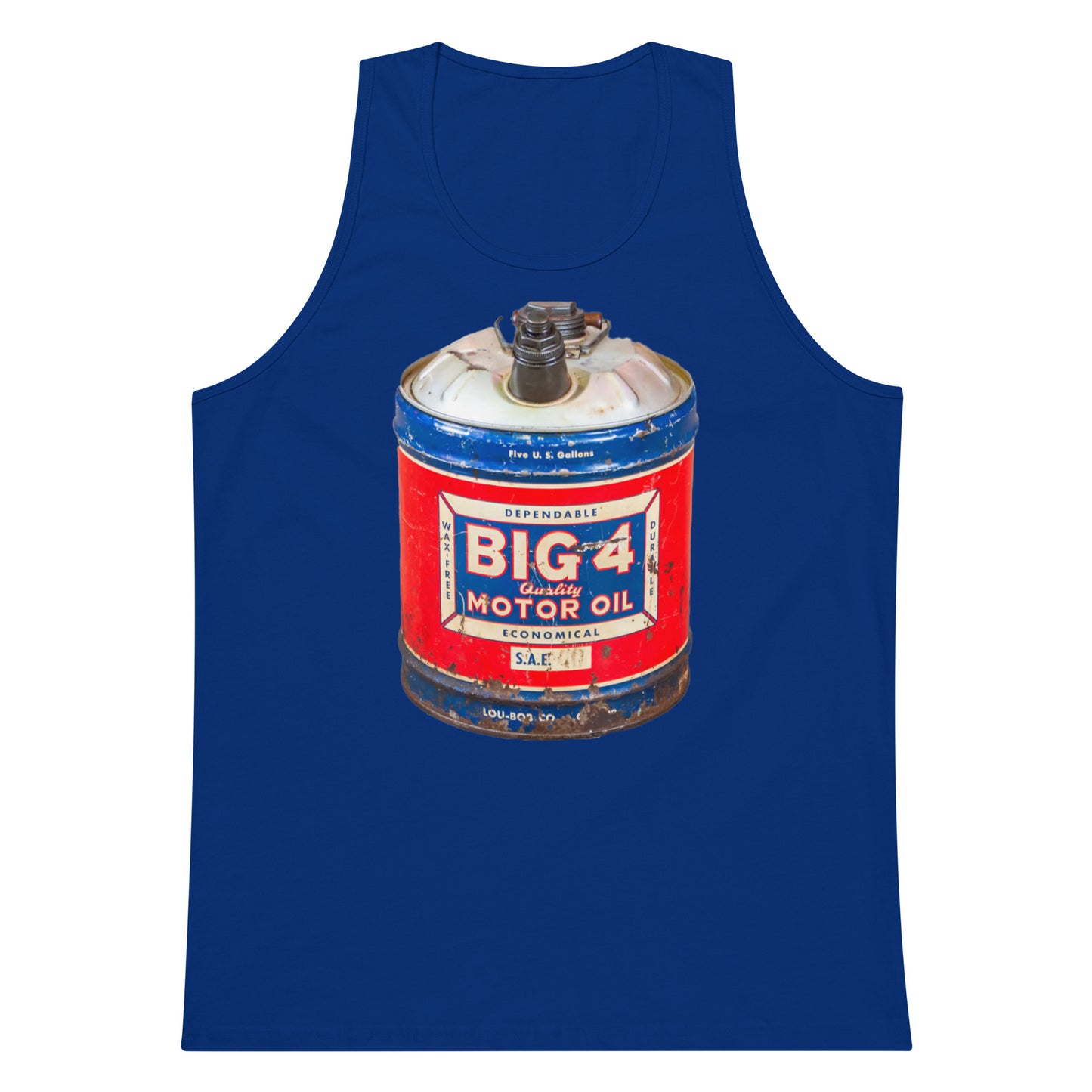 Vintage Motor Oil Steel Gallon Style Men’s premium tank top