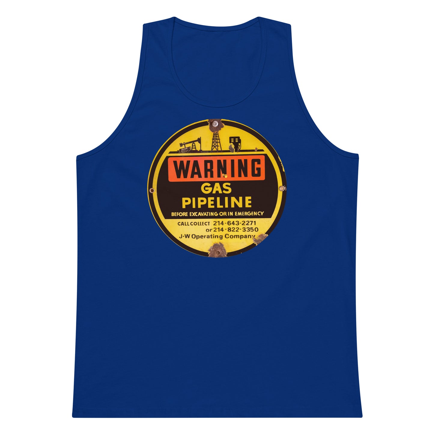 Retro Gas Warning Sign Tin Men’s premium tank top
